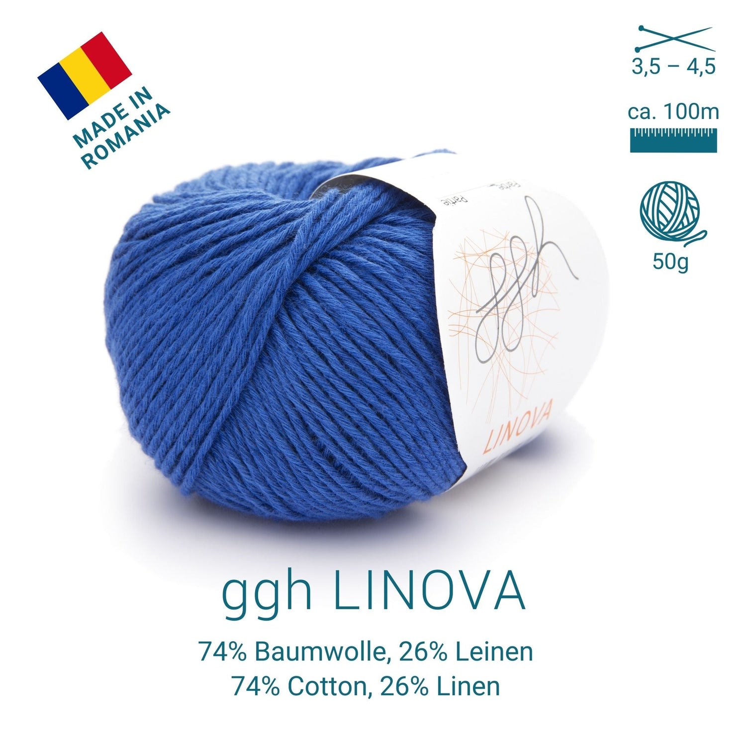 ggh Linova | 100% Baumwolle | 100m/50g | 039 - Mittelblau - ggh Wolle