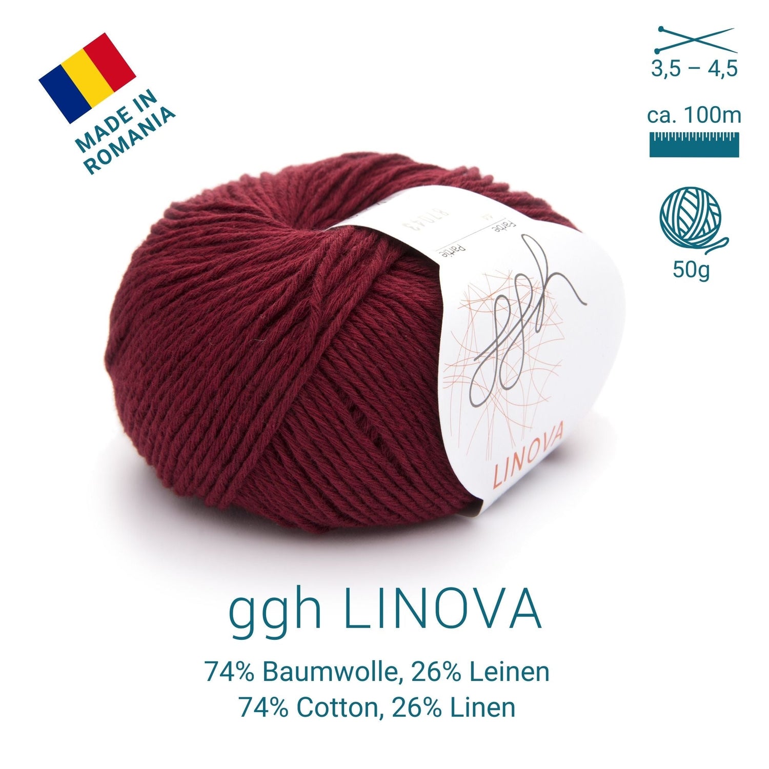 ggh Linova | 100% Baumwolle | 100m/50g | 044 - Ziegelrot - ggh Wolle