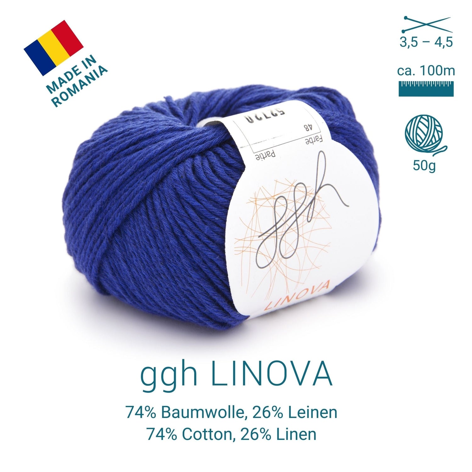 ggh Linova | 100% Baumwolle | 100m/50g | 048 - Royalblau - ggh Wolle