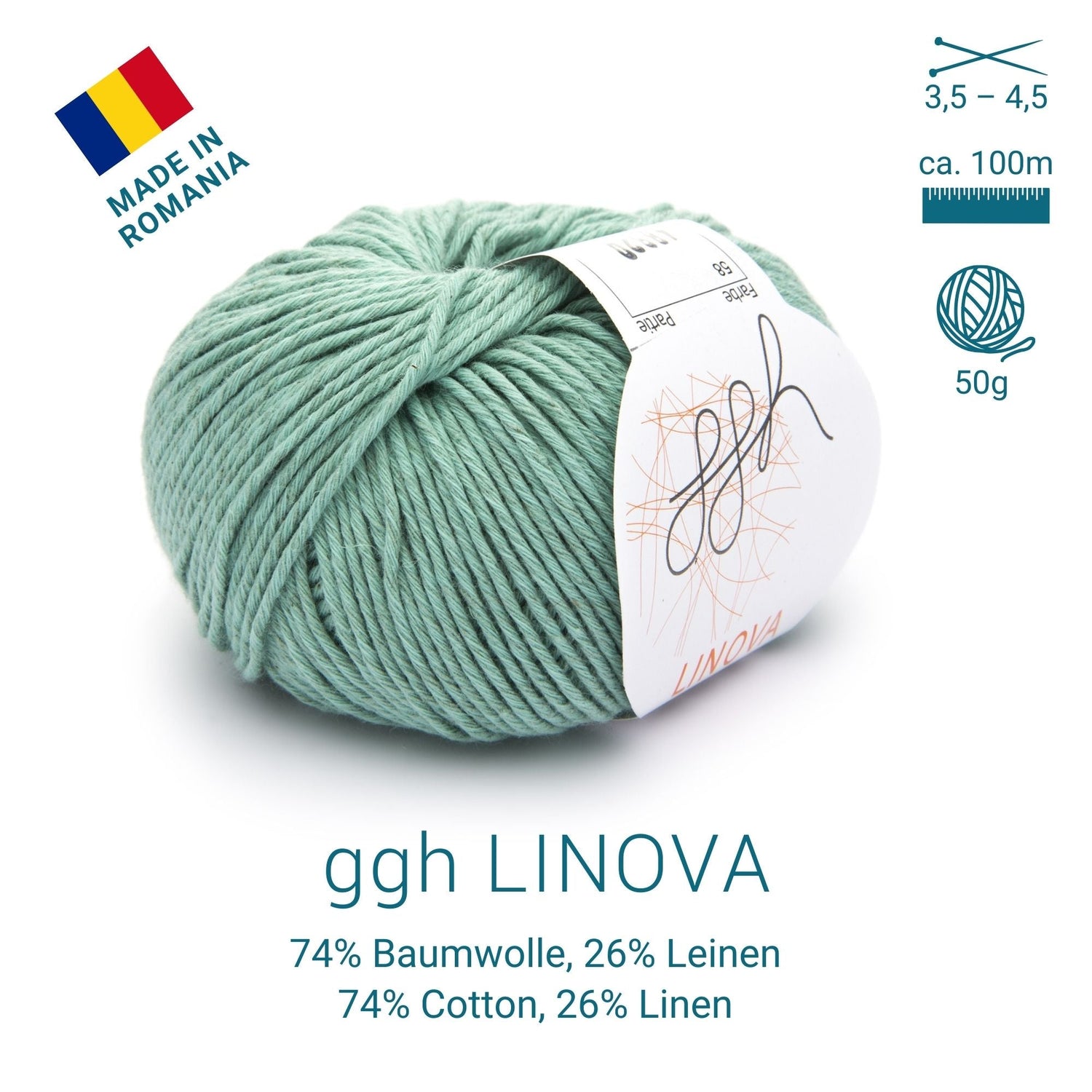 ggh Linova | 100% Baumwolle | 100m/50g | 058 - Blassgrün - ggh Wolle