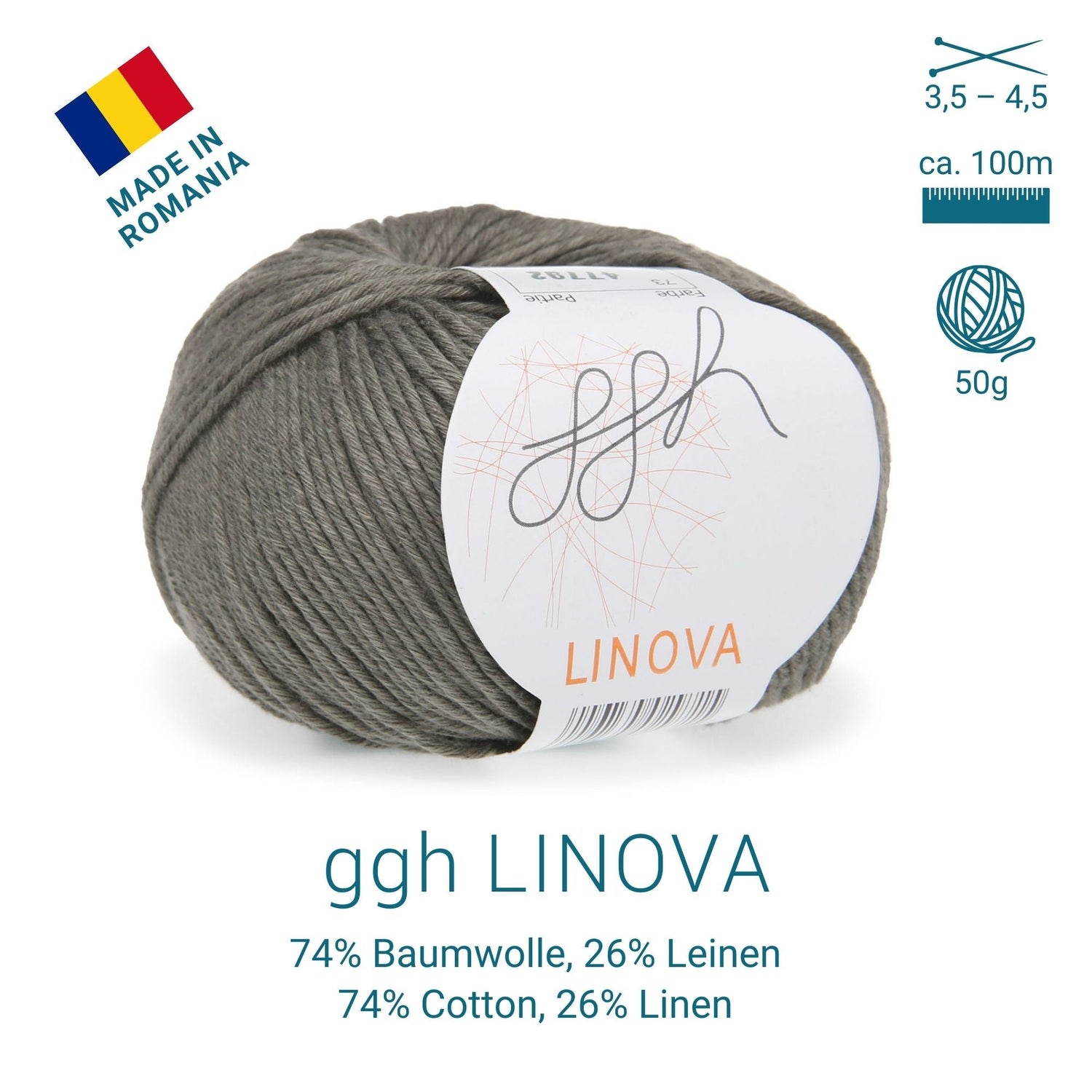 ggh Linova | 100% Baumwolle | 100m/50g | 073 - Khaki - ggh Wolle