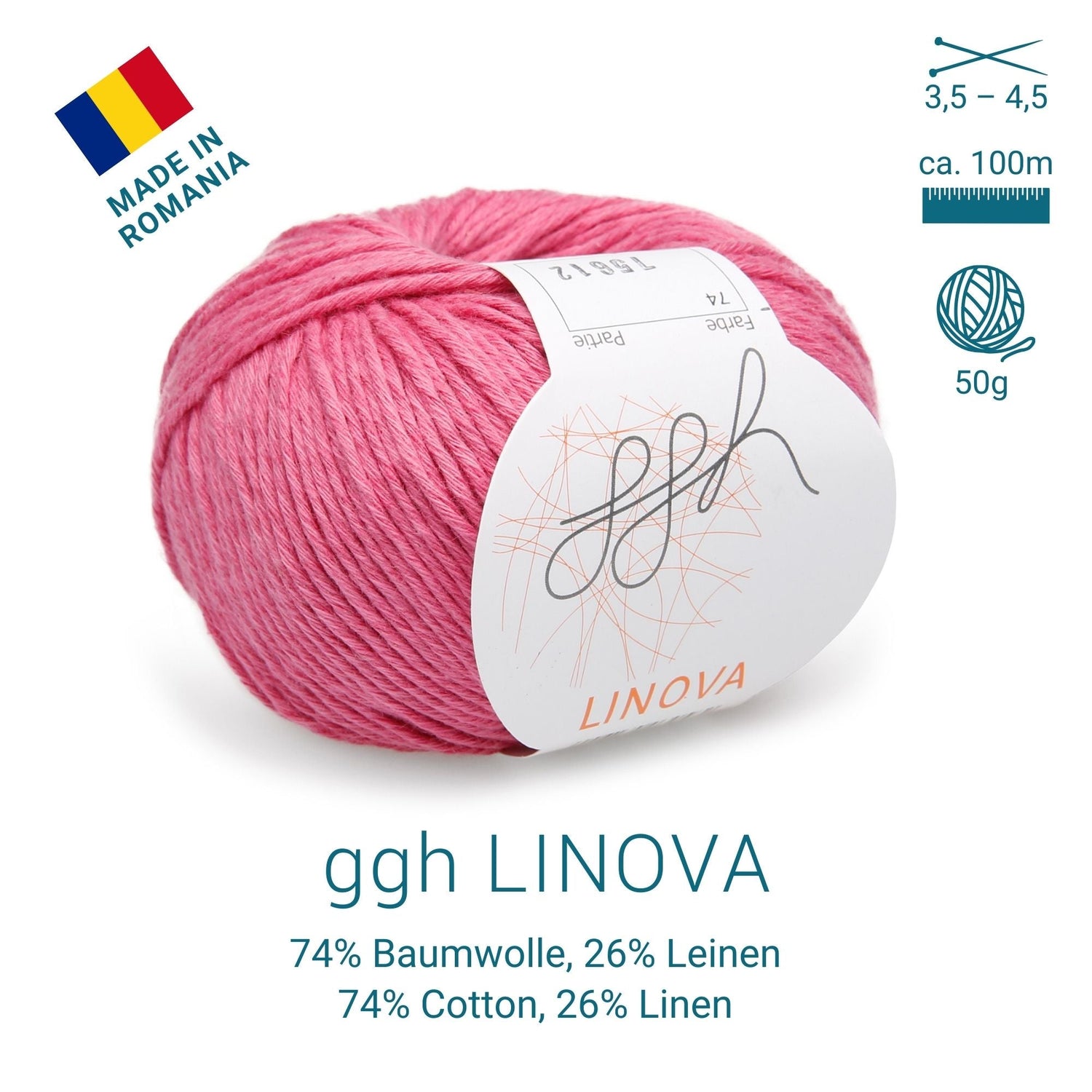 ggh Linova | 100% Baumwolle | 100m/50g | 074 - Hot Pink - ggh Wolle