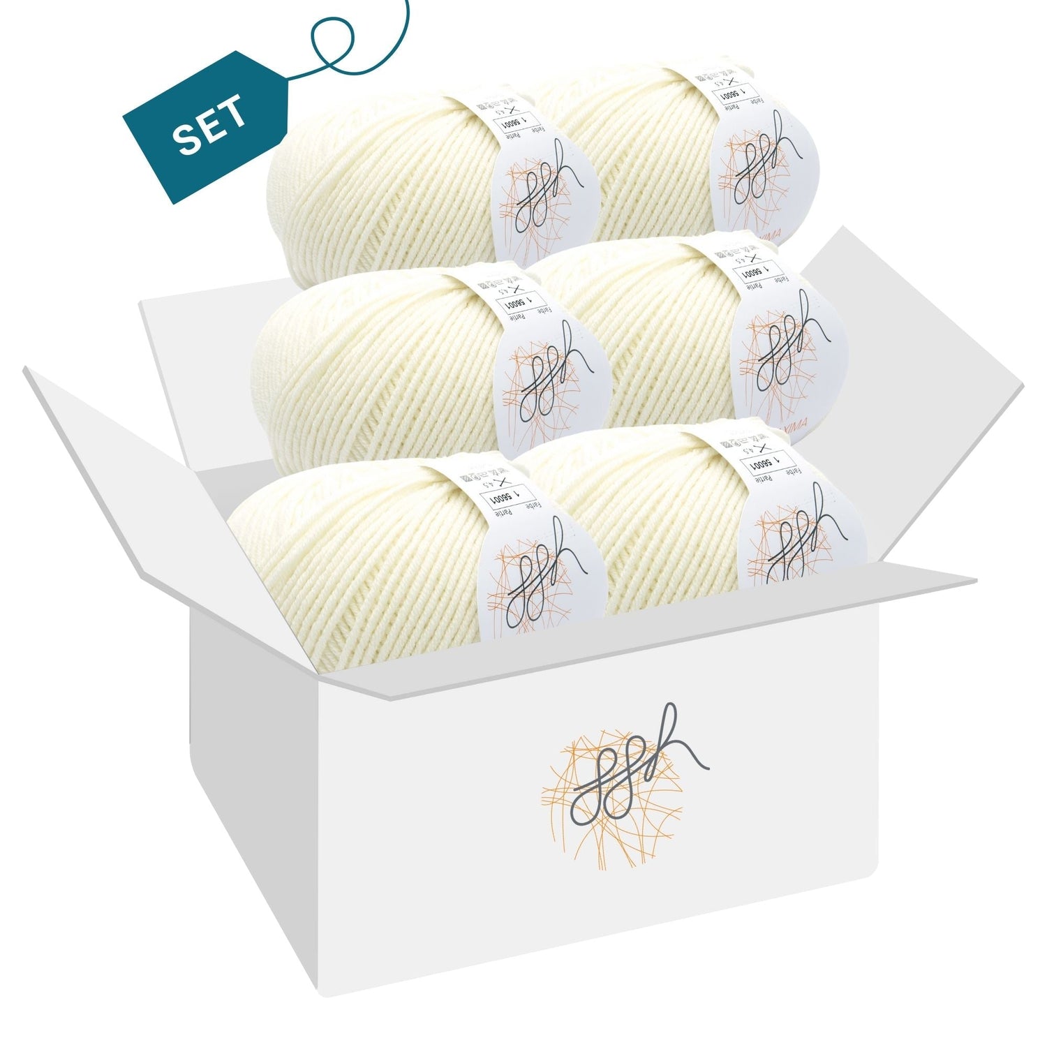 ggh Maxima Box | 300g Set (6x50g) – 001 – Wollweiß - ggh Wolle