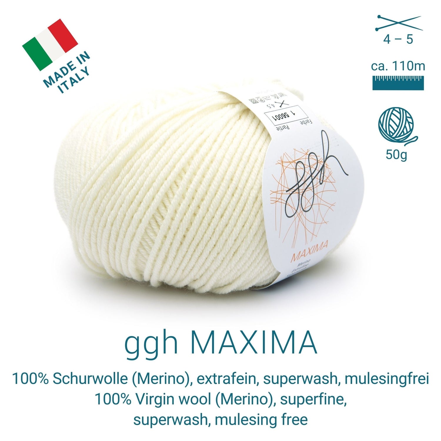ggh Maxima Box | 300g Set (6x50g) – 001 – Wollweiß - ggh Wolle