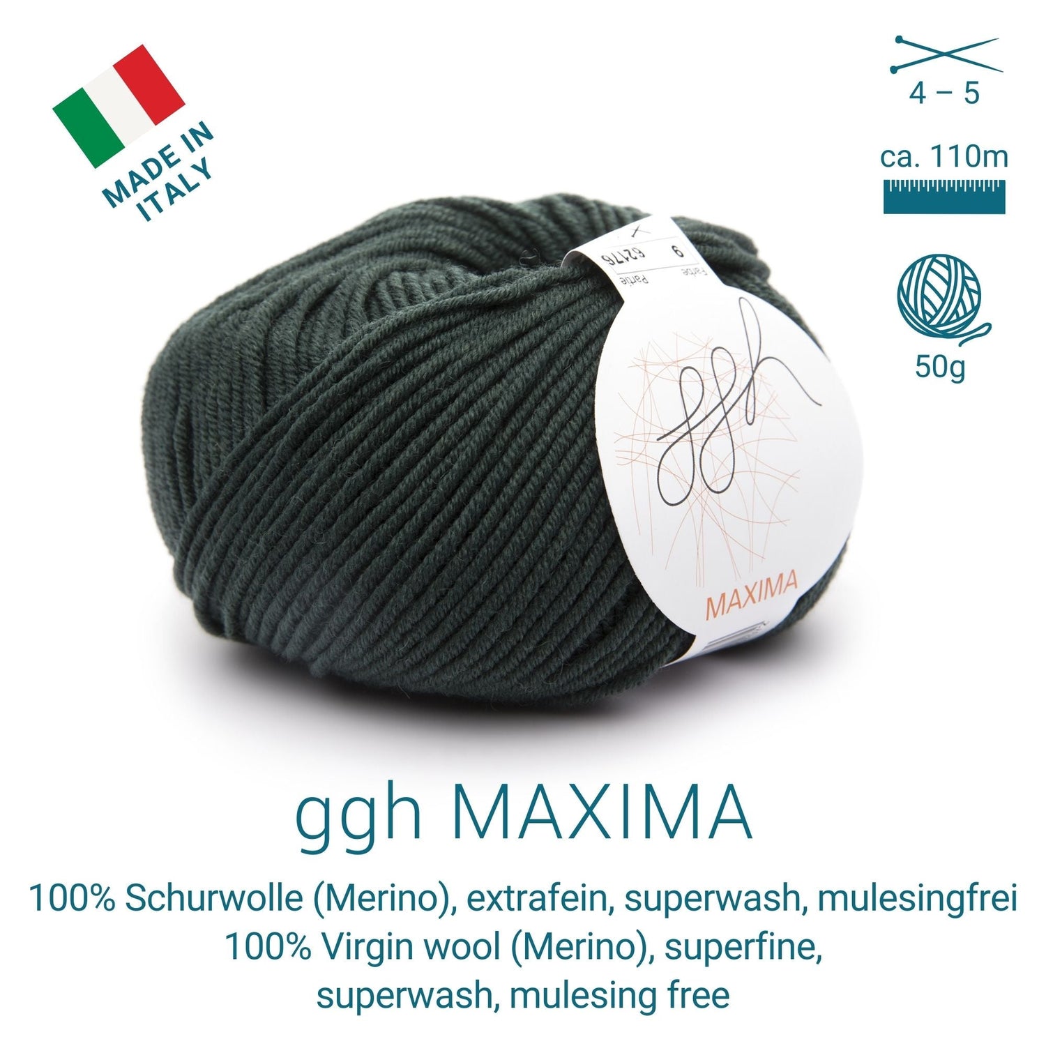 ggh Maxima Box | 300g Set (6x50g) – 009 – Grüner Schiefer - ggh Wolle