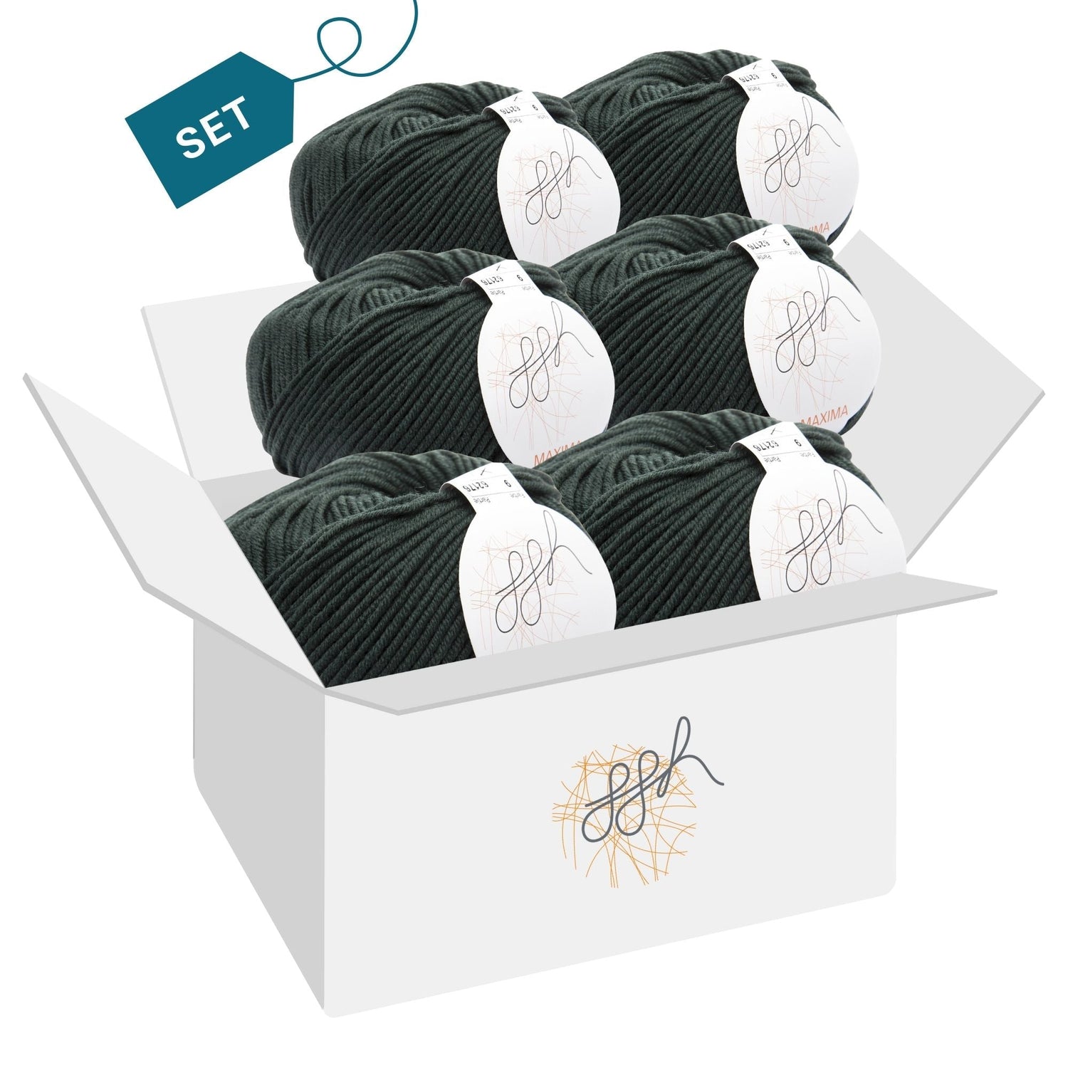 ggh Maxima Box | 300g Set (6x50g) – 009 – Grüner Schiefer - ggh Wolle