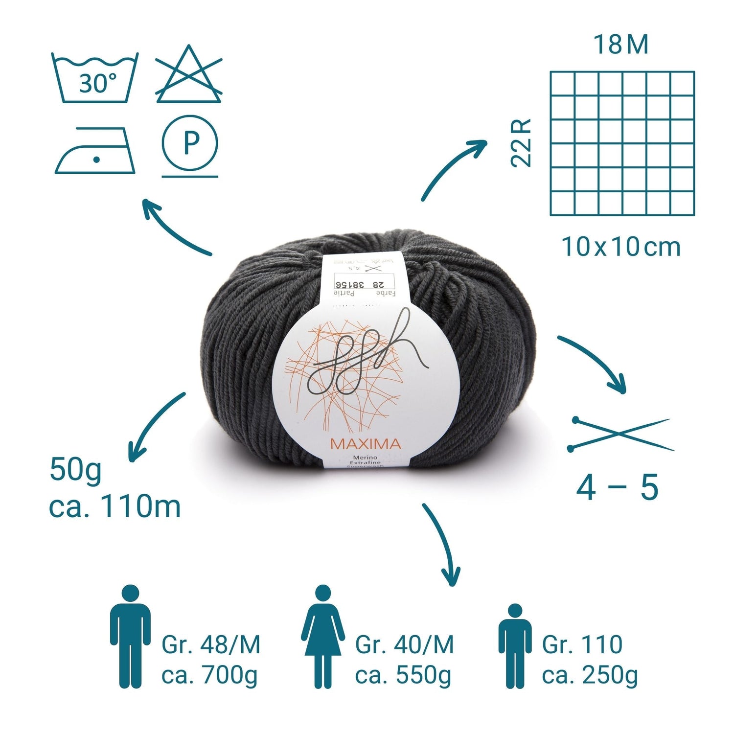 ggh Maxima Box | 300g Set (6x50g) – 028 – Anthrazit - ggh Wolle