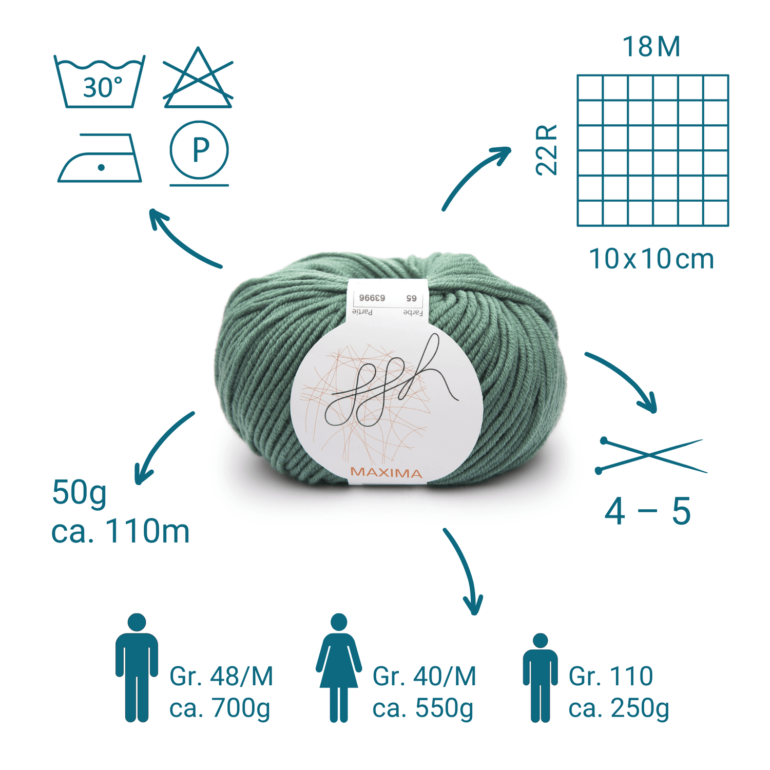 ggh Maxima Box | 300g Set (6x50g) – 065 – Berylgrün - ggh Wolle