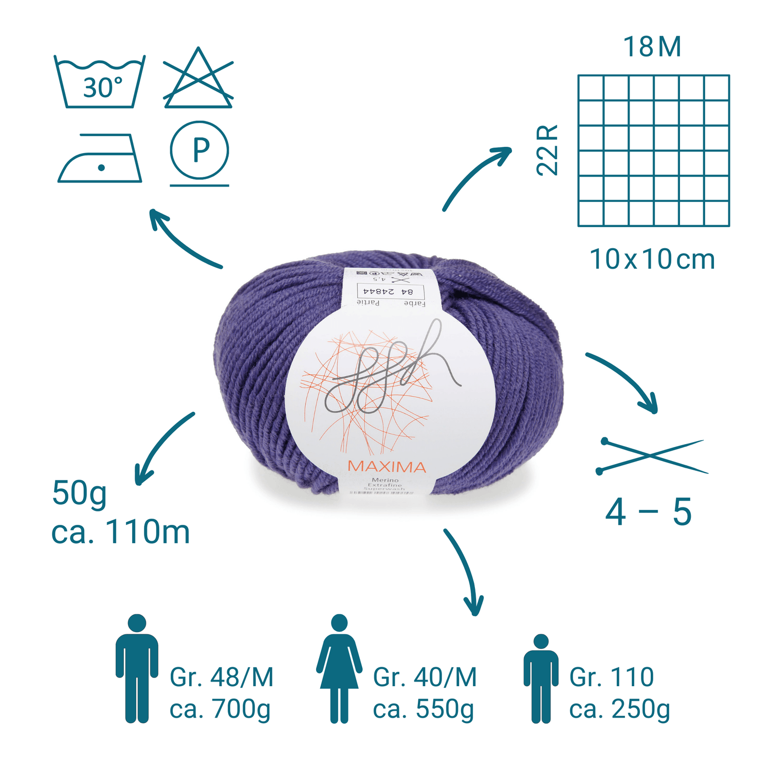 ggh Maxima Box | 300g Set (6x50g) – 084 – Lila - ggh Wolle