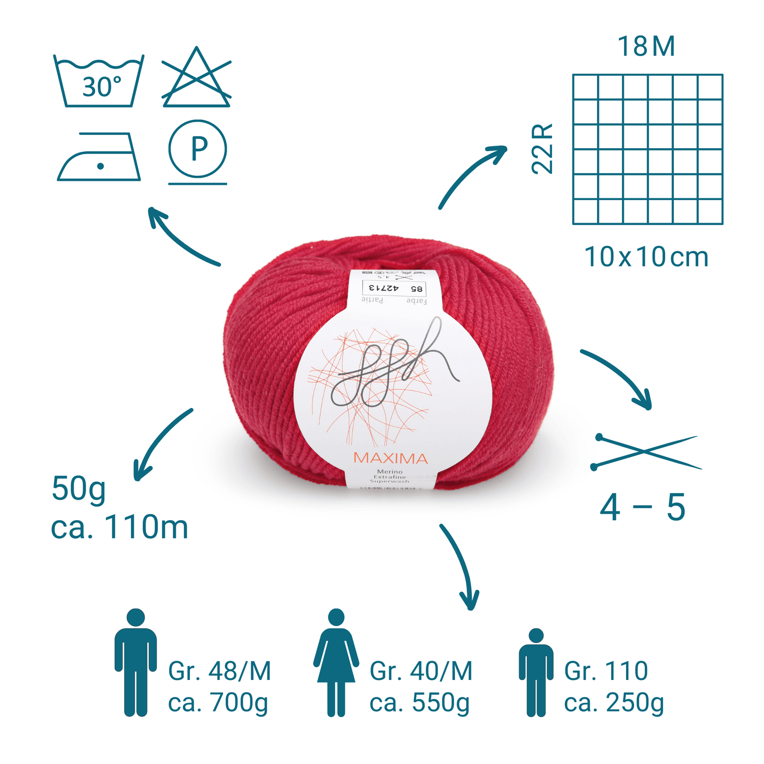 ggh Maxima Box | 300g Set (6x50g) – 085 – Rot - ggh Wolle