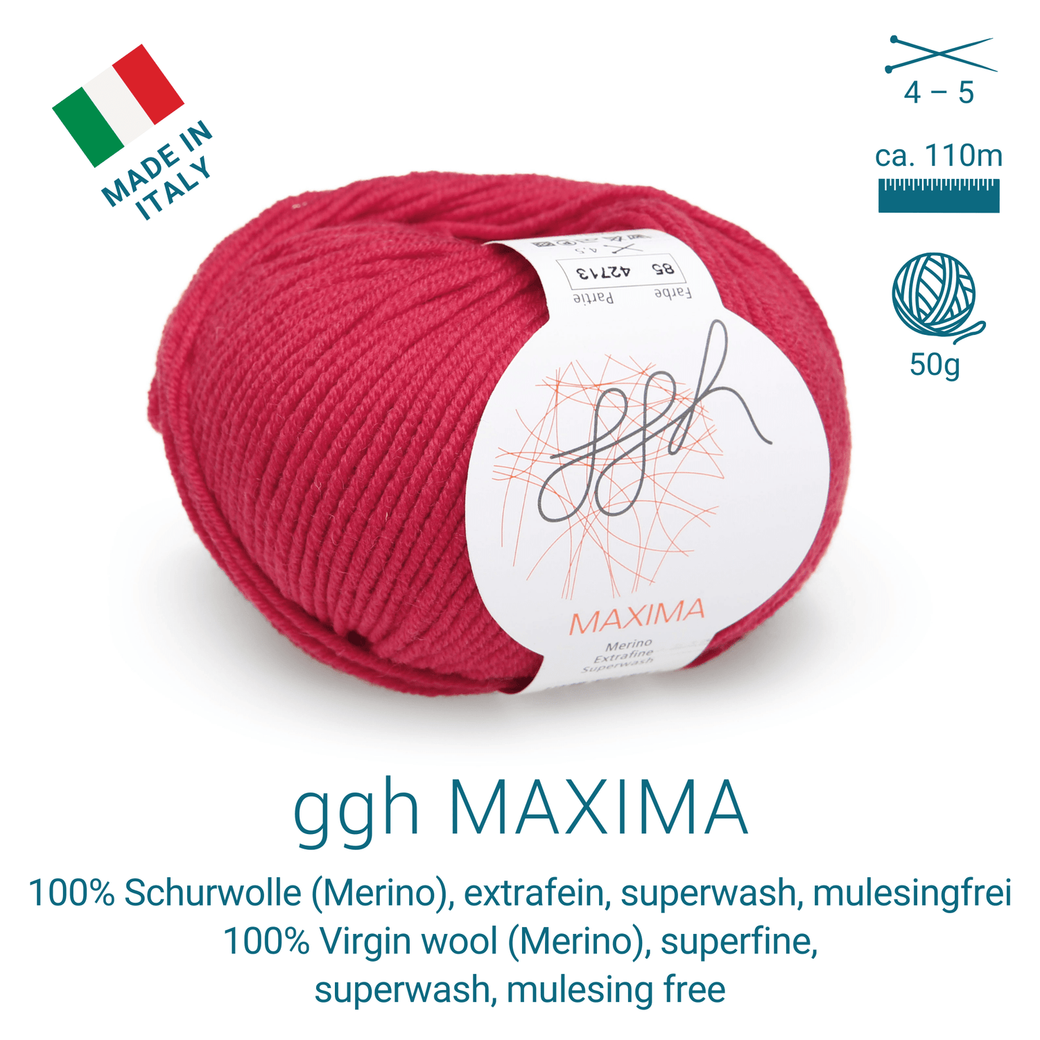 ggh Maxima Box | 300g Set (6x50g) – 085 – Rot - ggh Wolle
