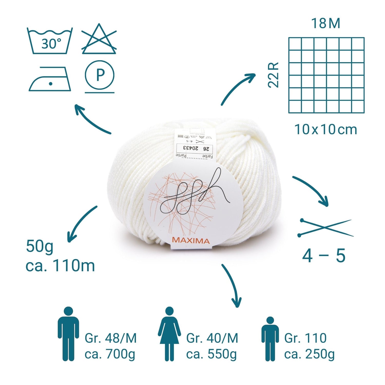 ggh Maxima | Merinowolle | 110m/50g | 026 - Weiß - ggh Wolle