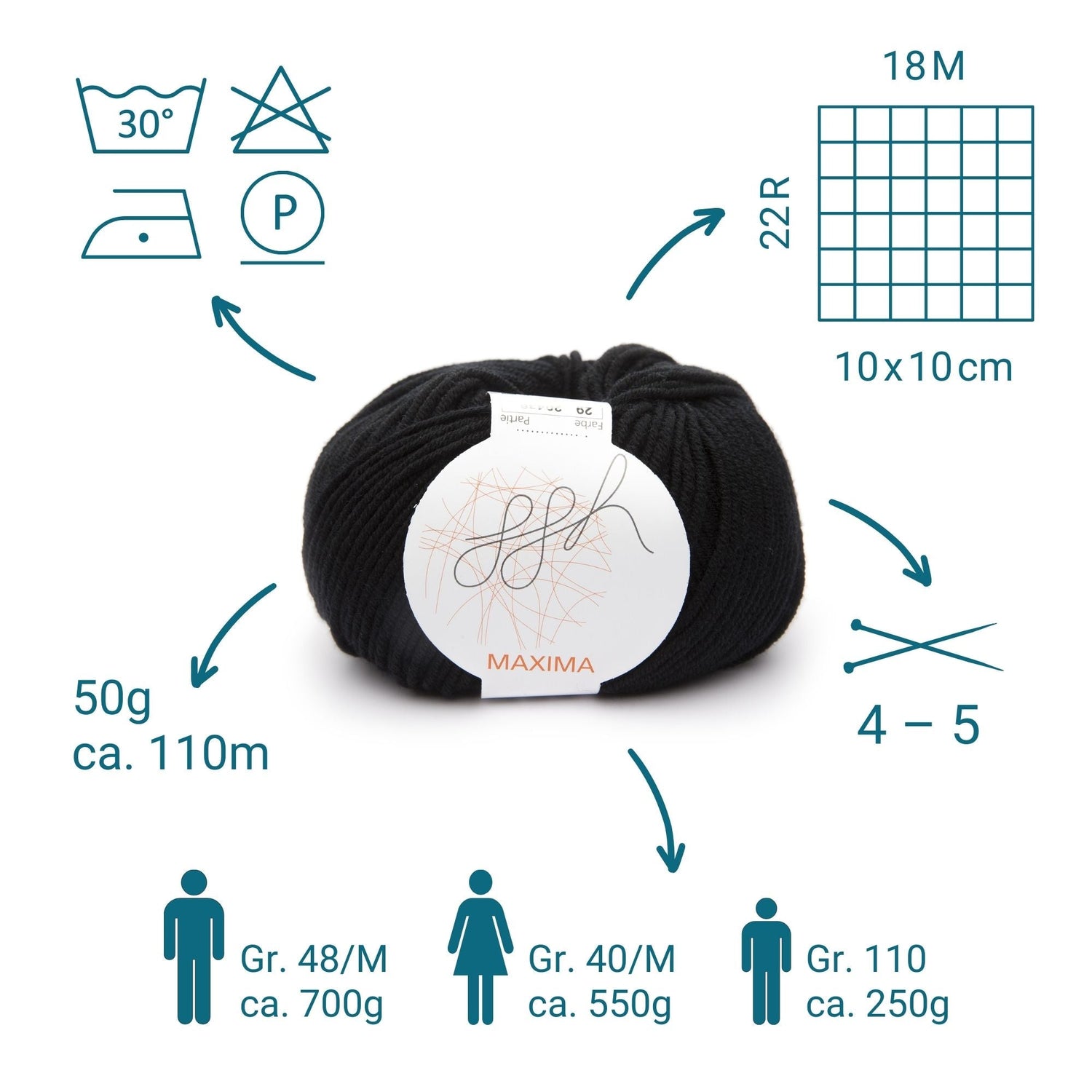 ggh Maxima | Merinowolle | 110m/50g | 029 - Schwarz - ggh Wolle