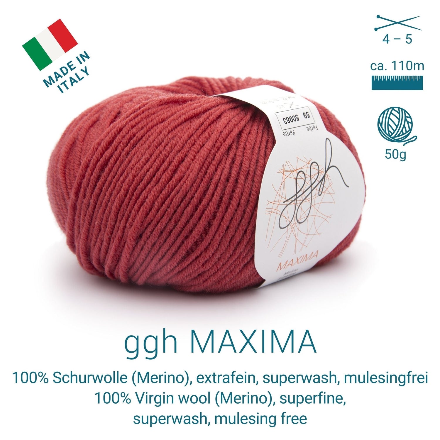 ggh Maxima | Merinowolle | 110m/50g | 059 - Korallrot - ggh Wolle