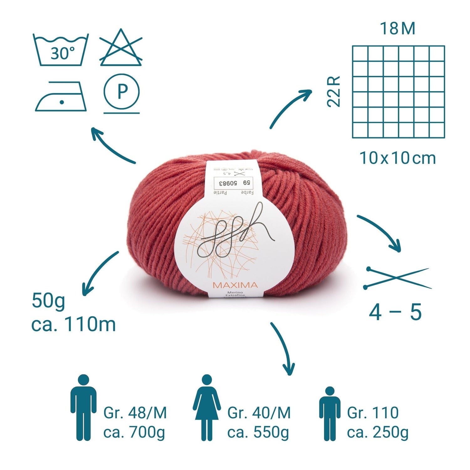 ggh Maxima | Merinowolle | 110m/50g | 059 - Korallrot - ggh Wolle