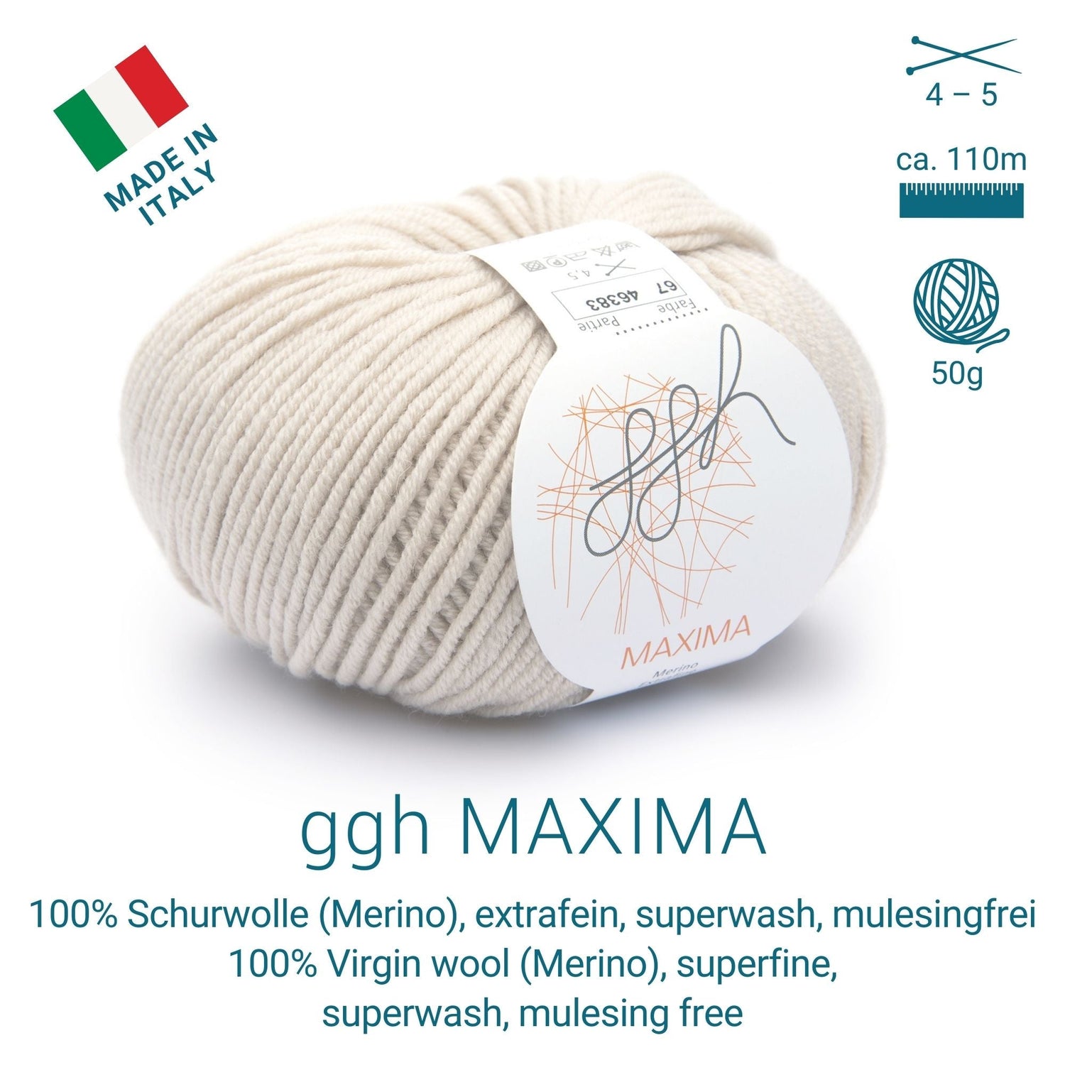 ggh Maxima | Merinowolle | 110m/50g | 067 - Angorakanin - ggh Wolle