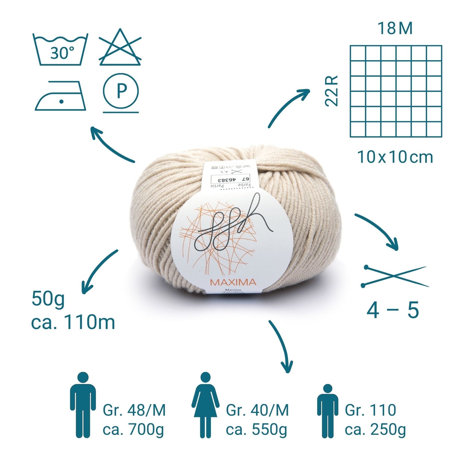 ggh Maxima | Merinowolle | 110m/50g | 067 - Angorakanin - ggh Wolle