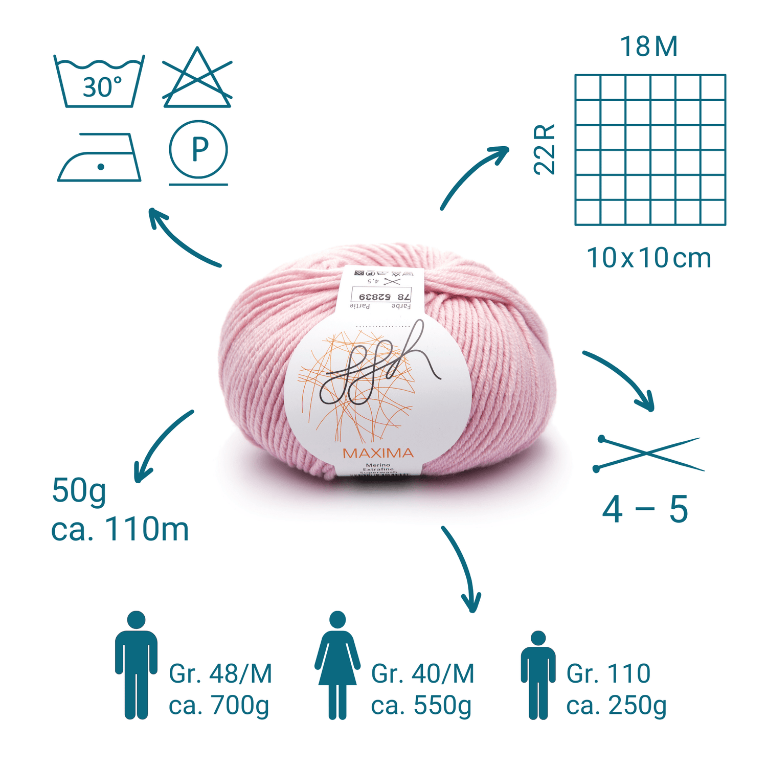 ggh Maxima | Merinowolle | 110m/50g | 078 - Puderrosa - ggh Wolle