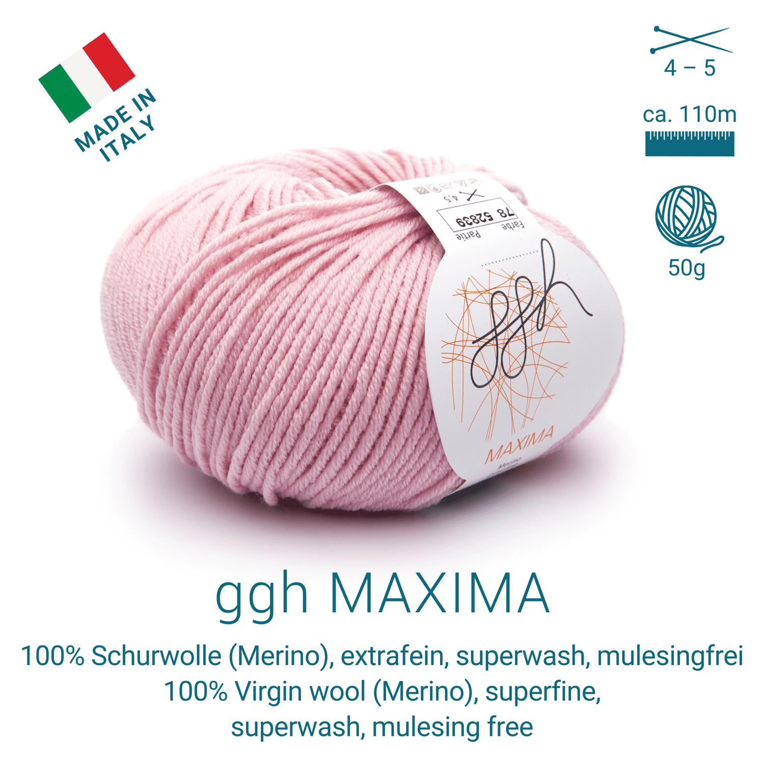 ggh Maxima | Merinowolle | 110m/50g | 078 - Puderrosa - ggh Wolle
