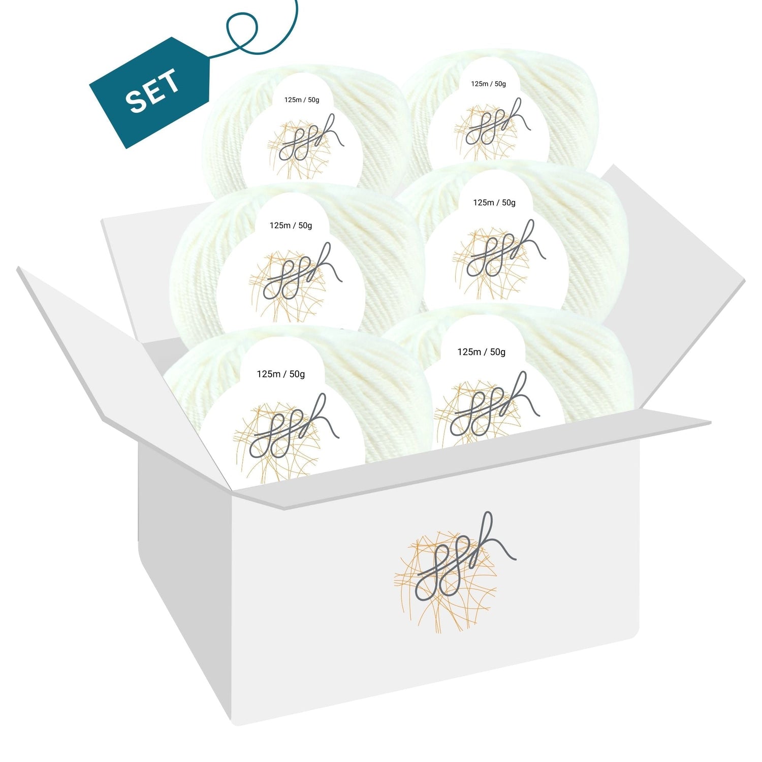 ggh Merino Deluxe - 300g Set (6x50g) - 002 - Weiß - ggh Wolle