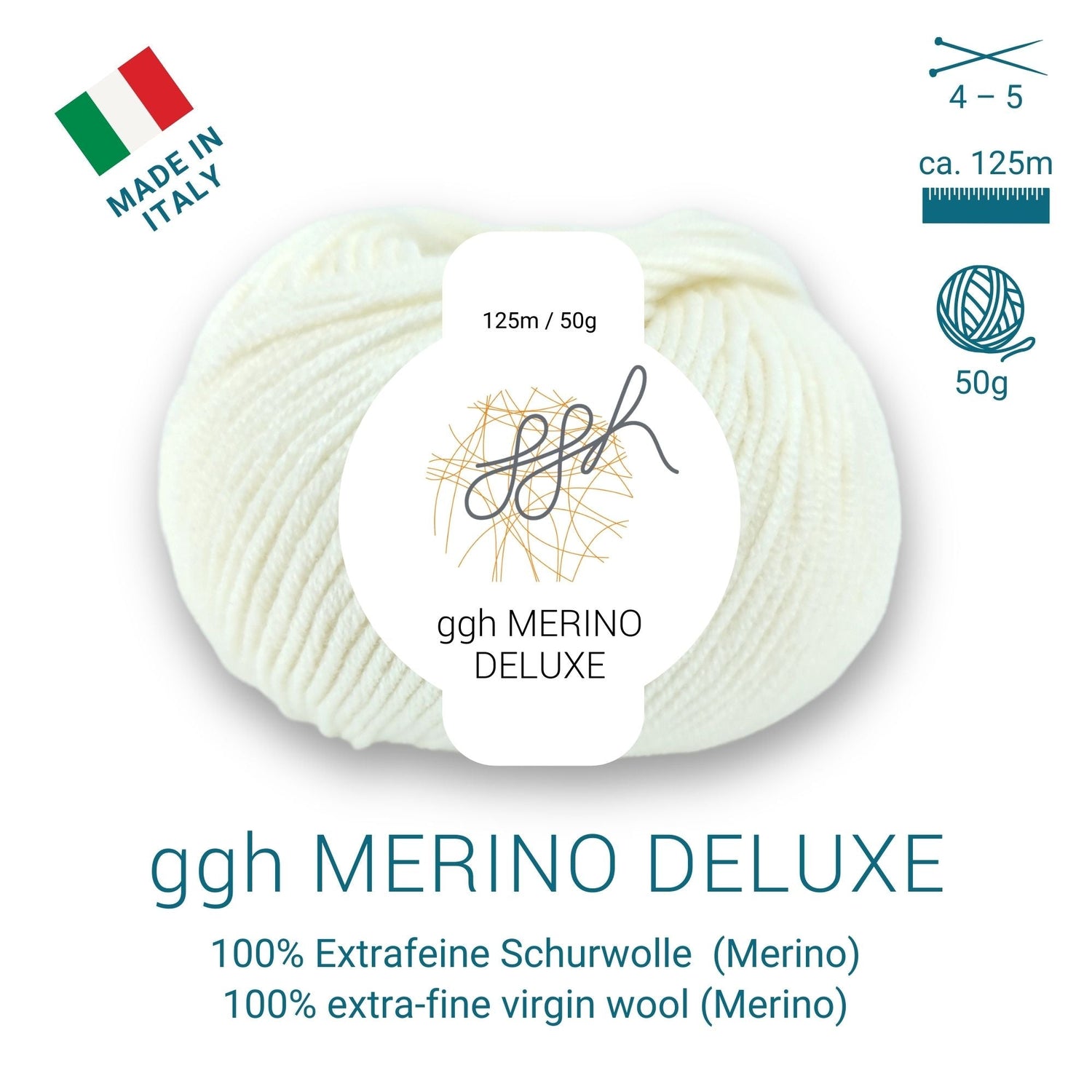 ggh Merino Deluxe - 300g Set (6x50g) - 003 - Wollweiß - ggh Wolle
