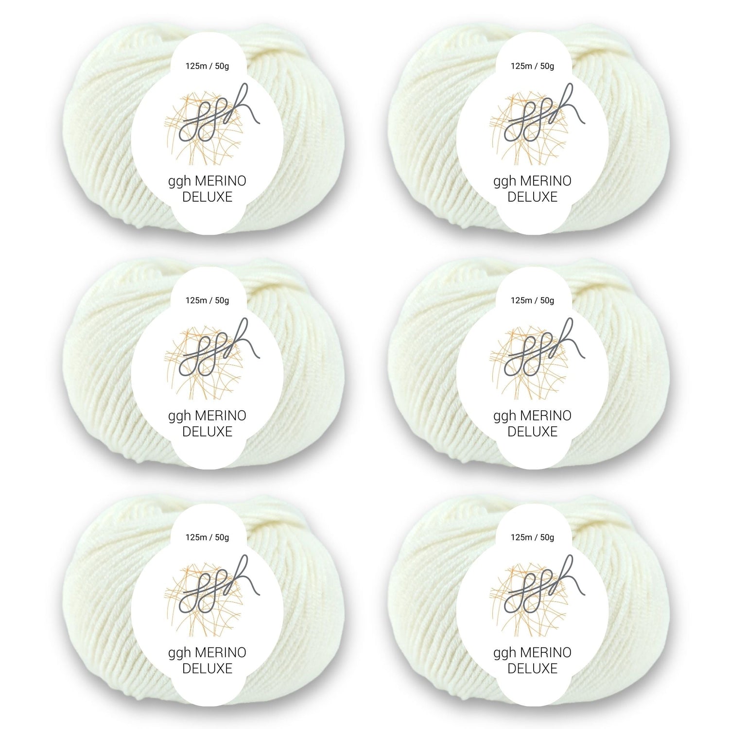 ggh Merino Deluxe - 300g Set (6x50g) - 003 - Wollweiß - ggh Wolle