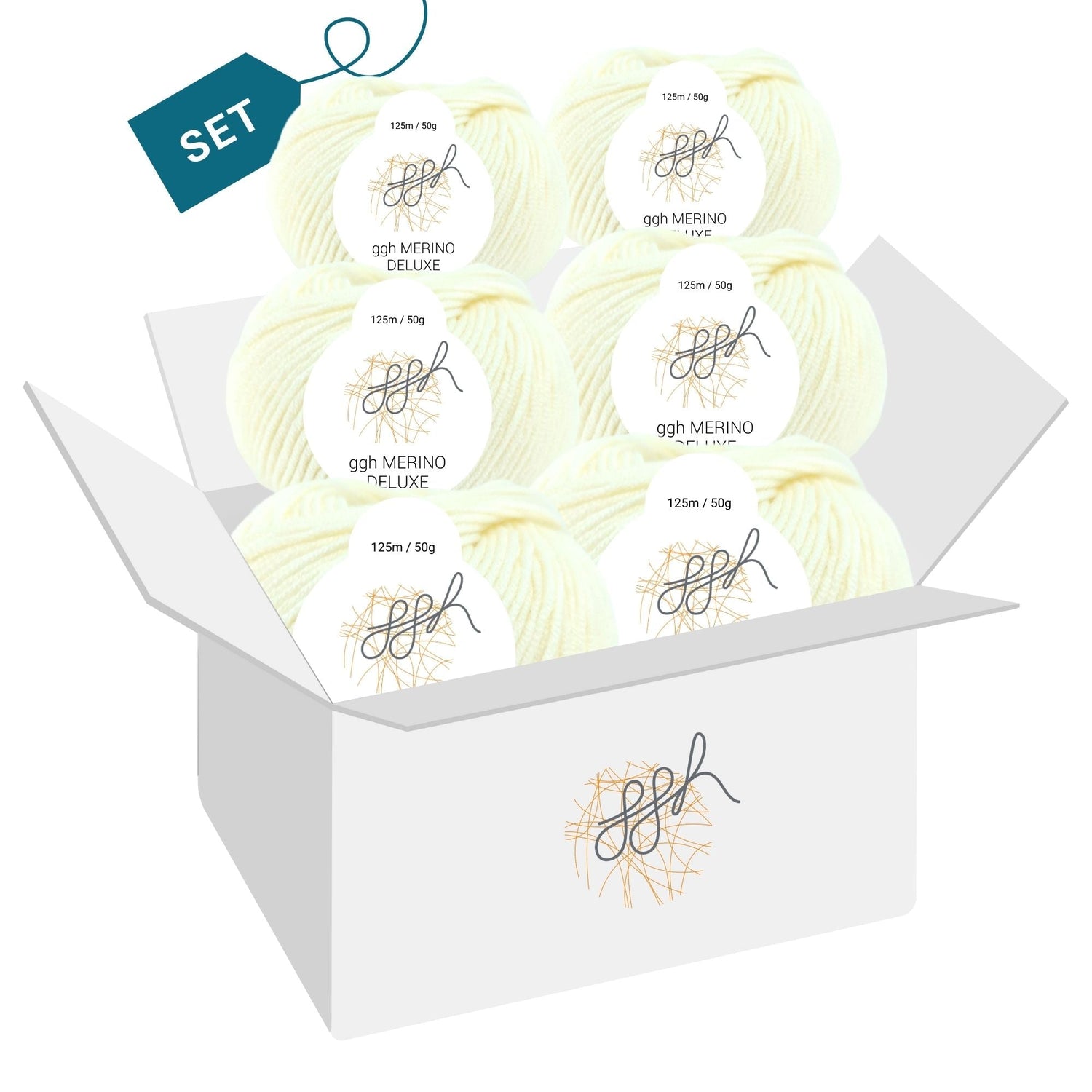 ggh Merino Deluxe - 300g Set (6x50g) - 003 - Wollweiß - ggh Wolle