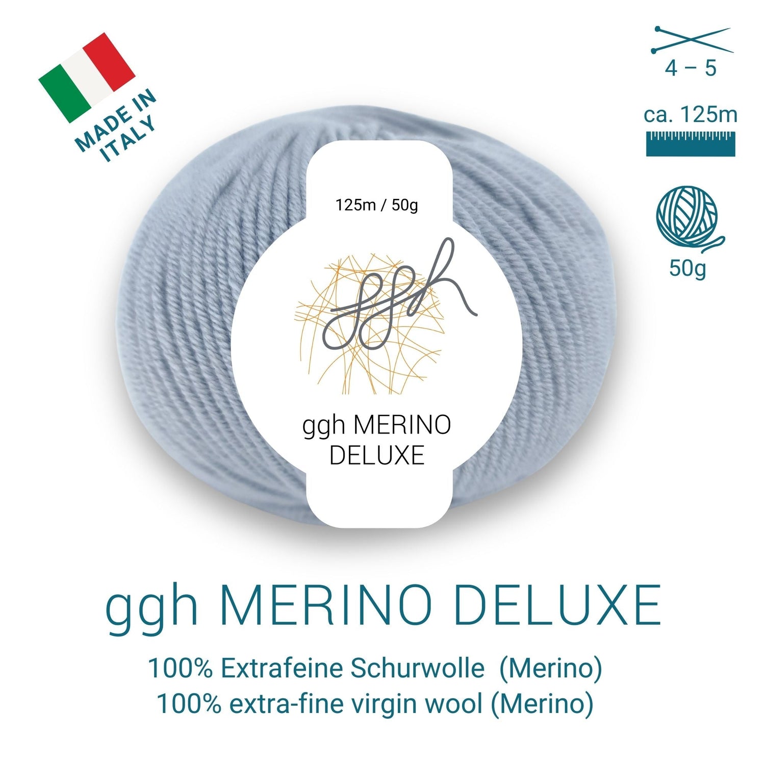 ggh Merino Deluxe - 300g Set (6x50g) - 006 - Hellgrau - ggh Wolle