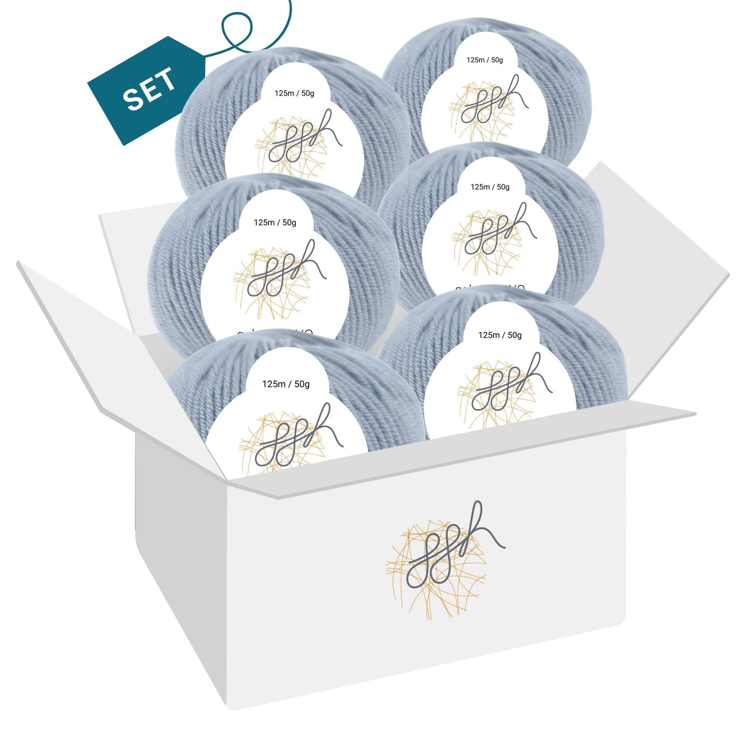 ggh Merino Deluxe - 300g Set (6x50g) - 006 - Hellgrau - ggh Wolle