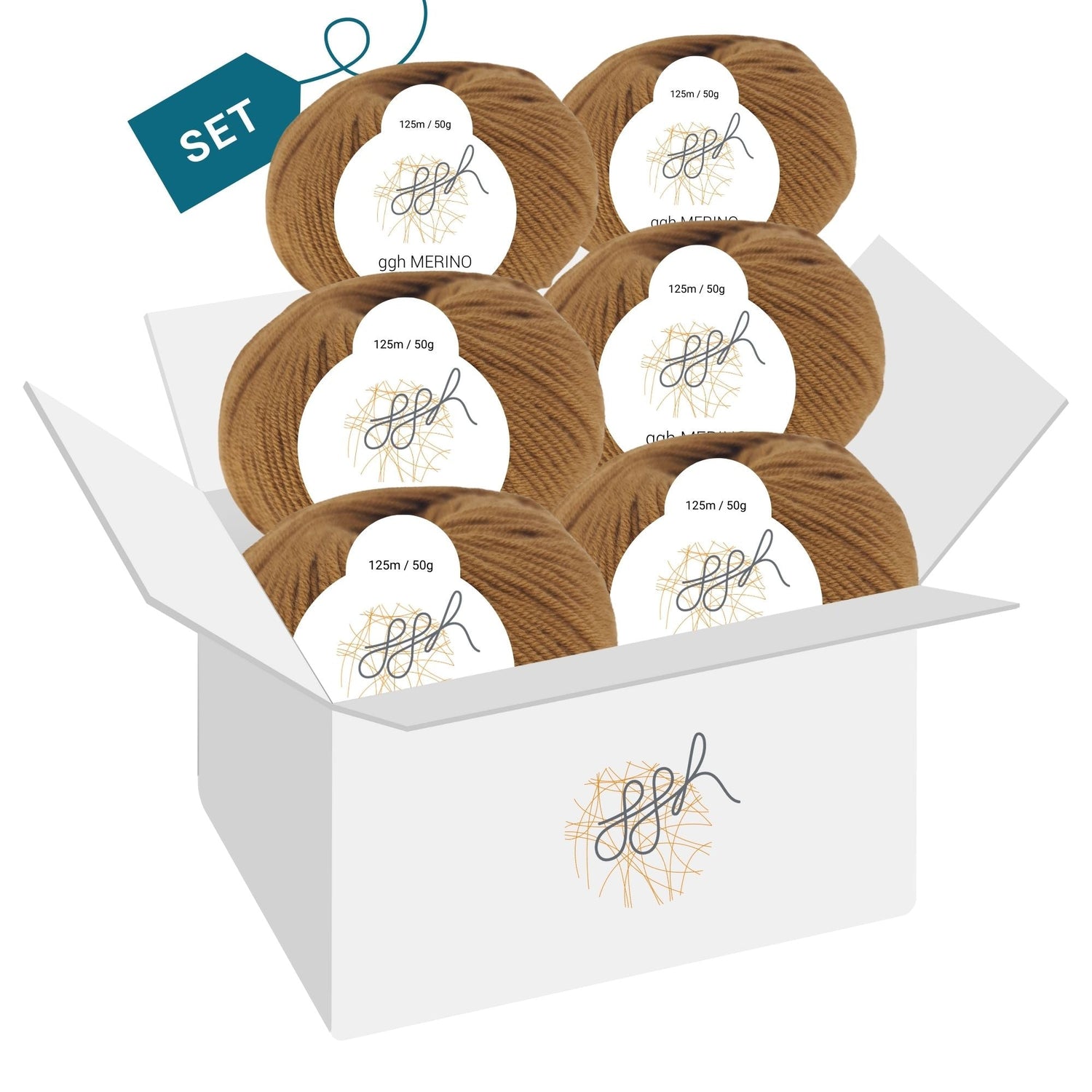 ggh Merino Deluxe - 300g Set (6x50g) - 007 - Hirschbraun - ggh Wolle