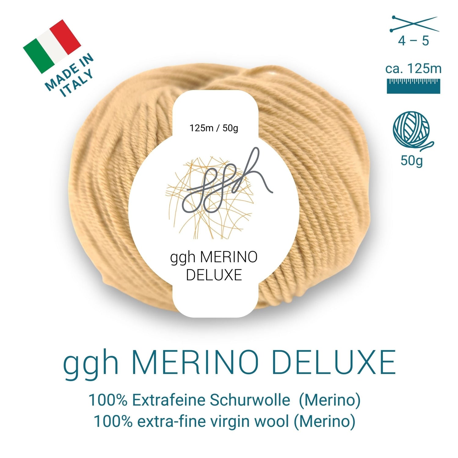 ggh Merino Deluxe - 300g Set (6x50g) - 008 – Beigebraun - ggh Wolle