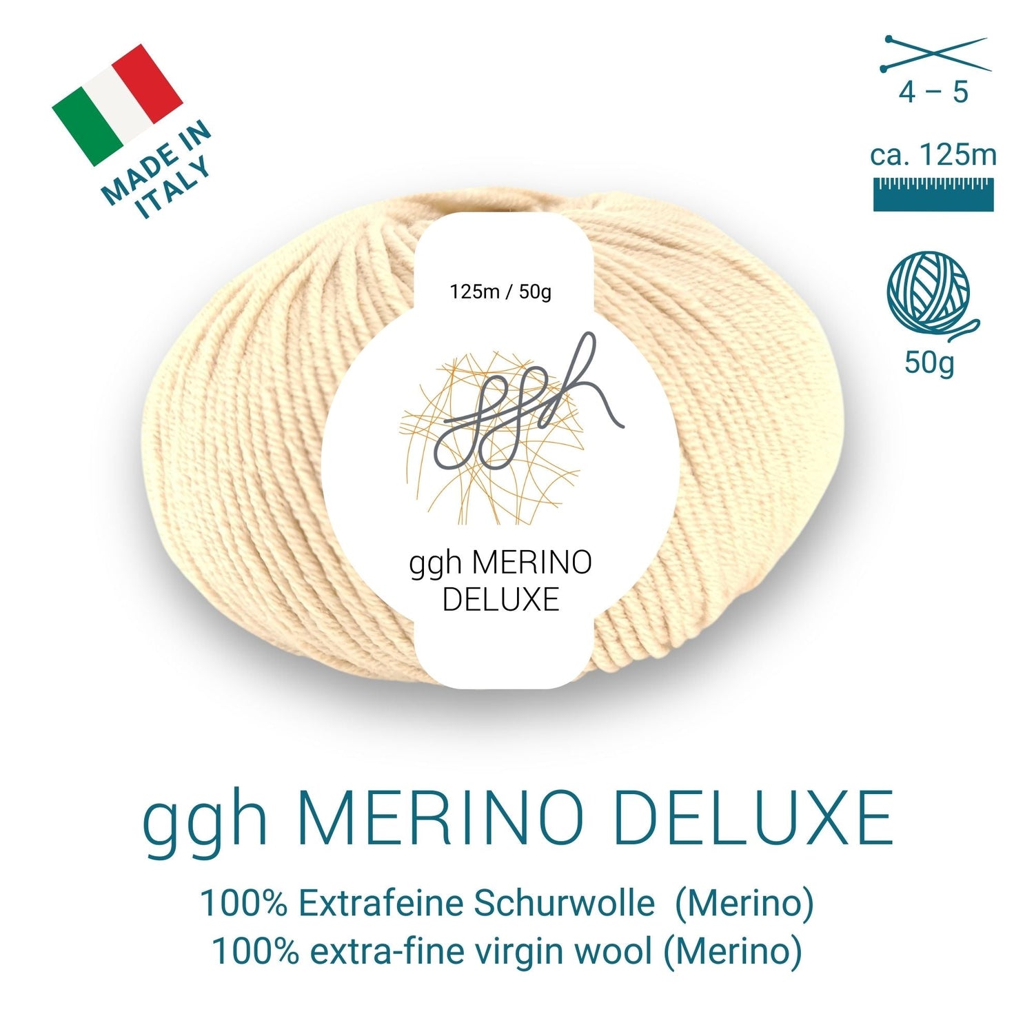 ggh Merino Deluxe - 300g Set (6x50g) - 009 - Creme - ggh Wolle