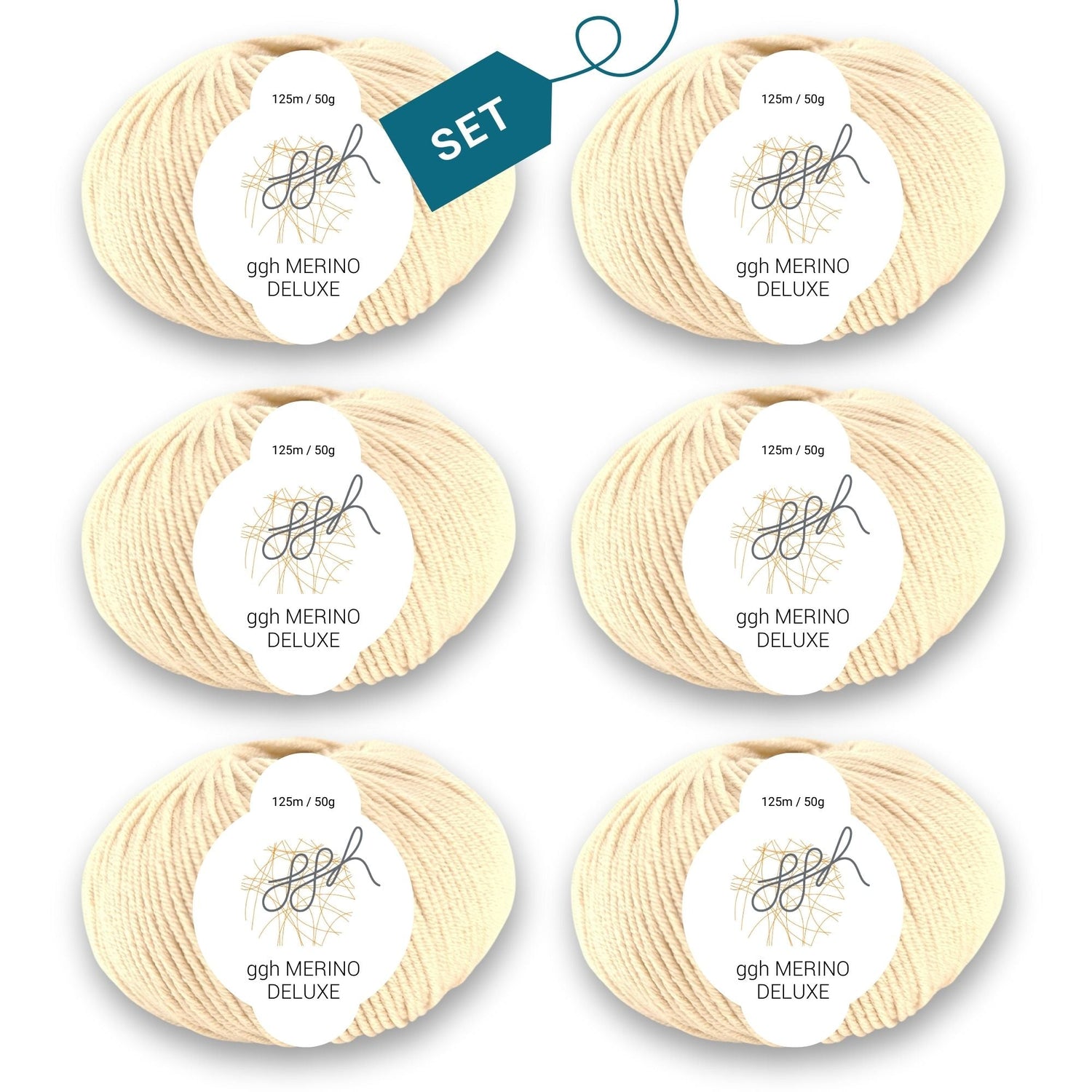 ggh Merino Deluxe - 300g Set (6x50g) - 009 - Creme - ggh Wolle
