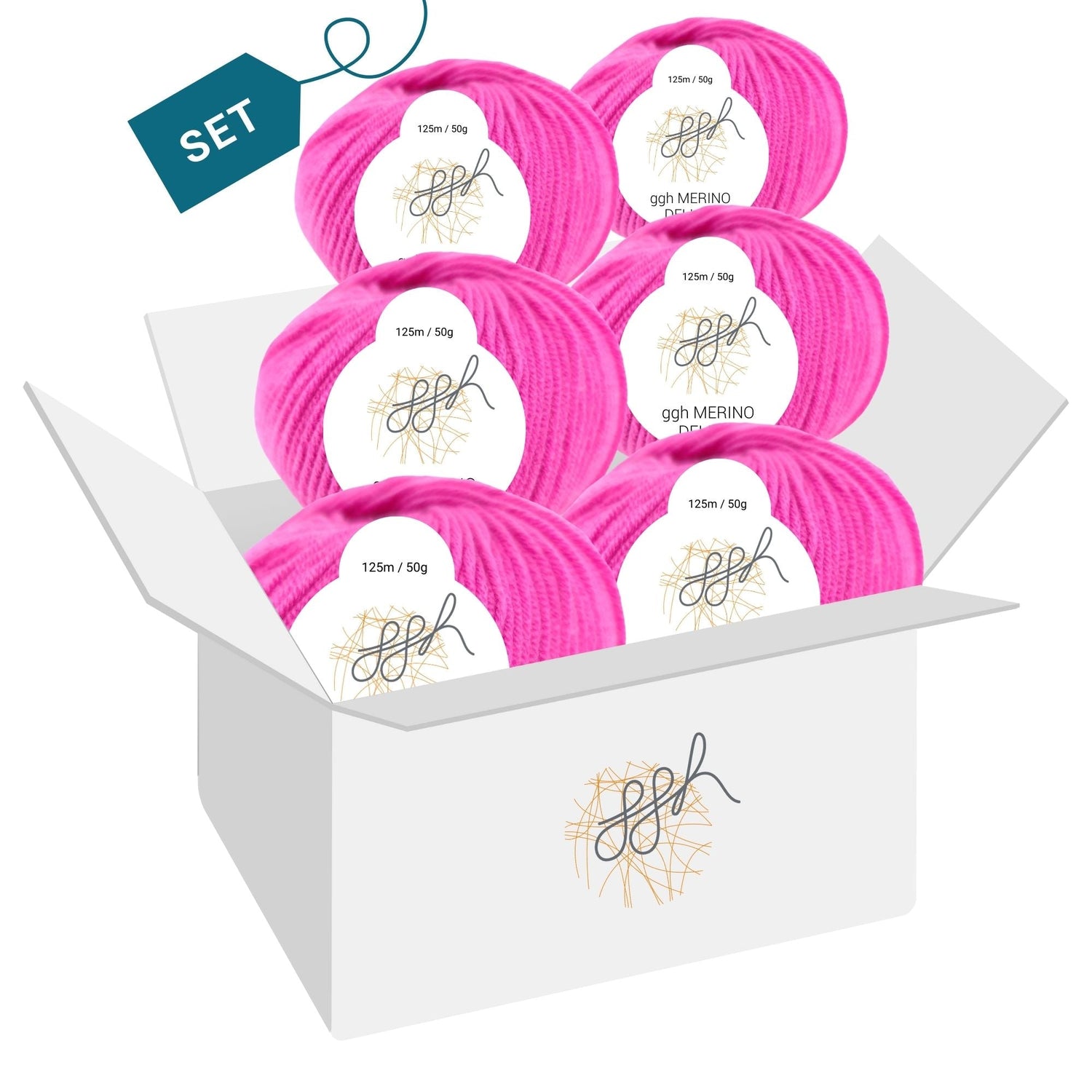 ggh Merino Deluxe - 300g Set (6x50g) - 012 - Pink - ggh Wolle