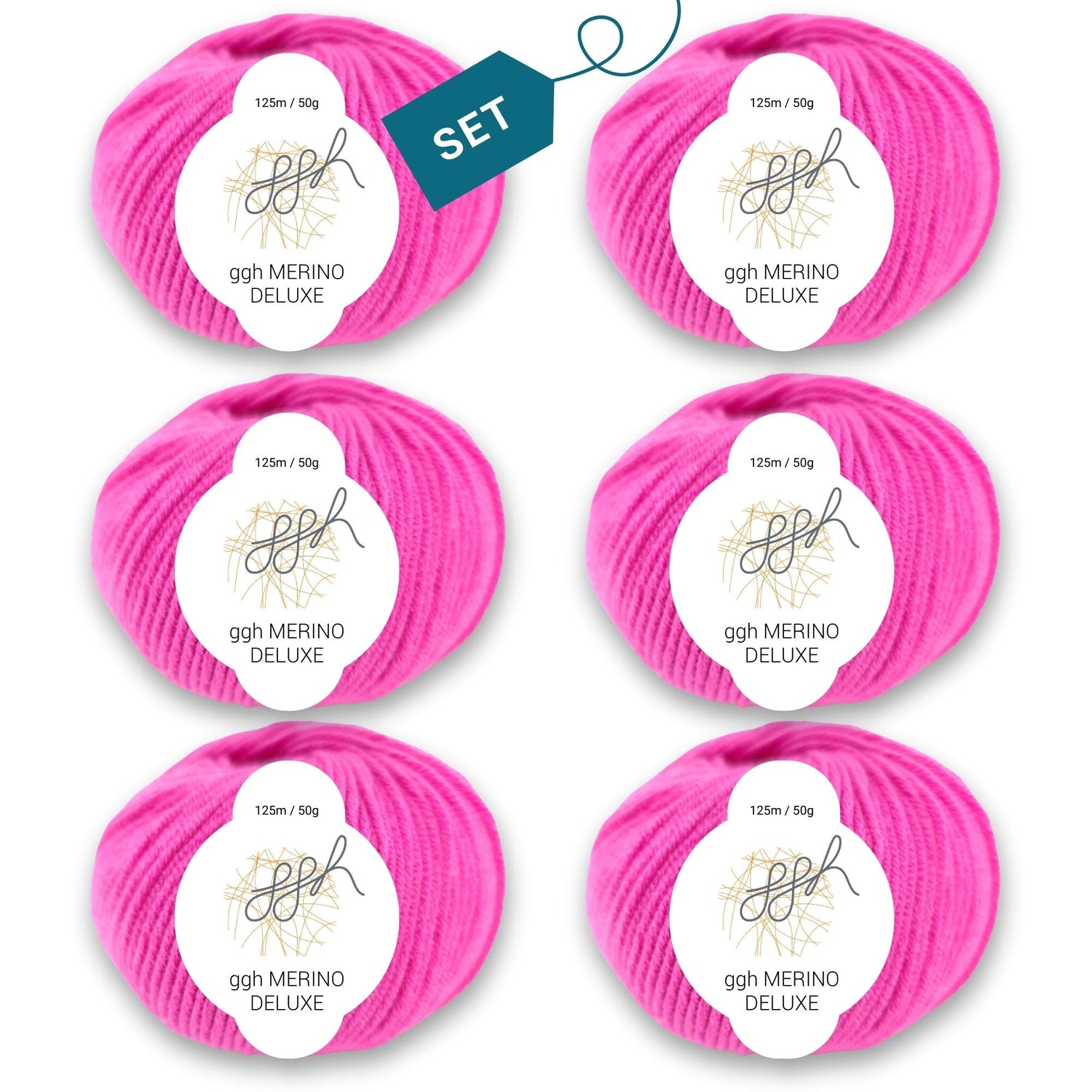 ggh Merino Deluxe - 300g Set (6x50g) - 012 - Pink - ggh Wolle