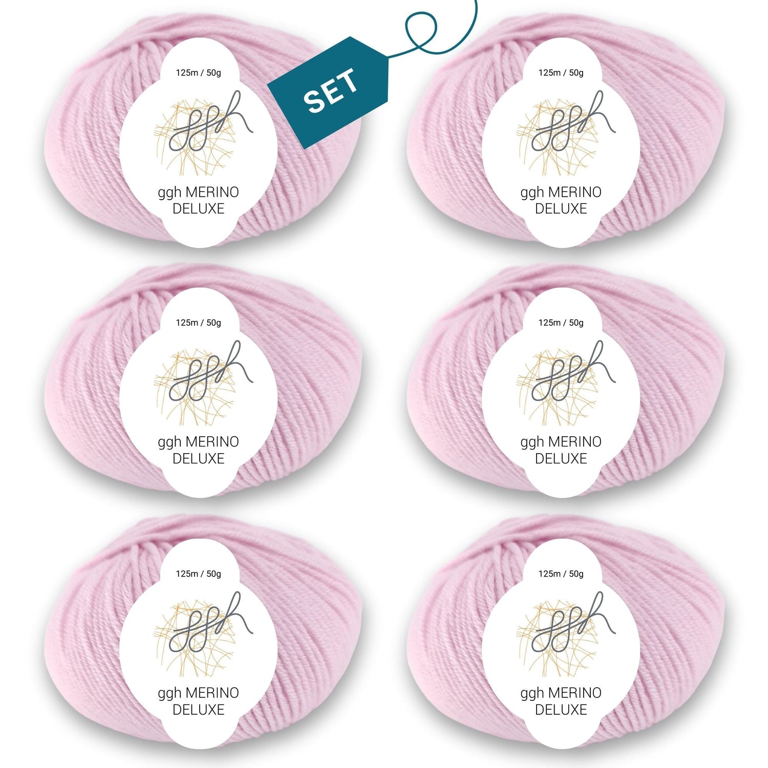 ggh Merino Deluxe - 300g Set (6x50g) - 015 - Zartrosa - ggh Wolle