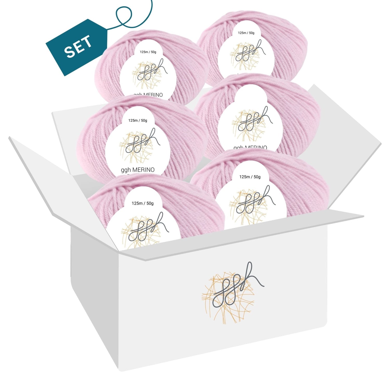 ggh Merino Deluxe - 300g Set (6x50g) - 015 - Zartrosa - ggh Wolle