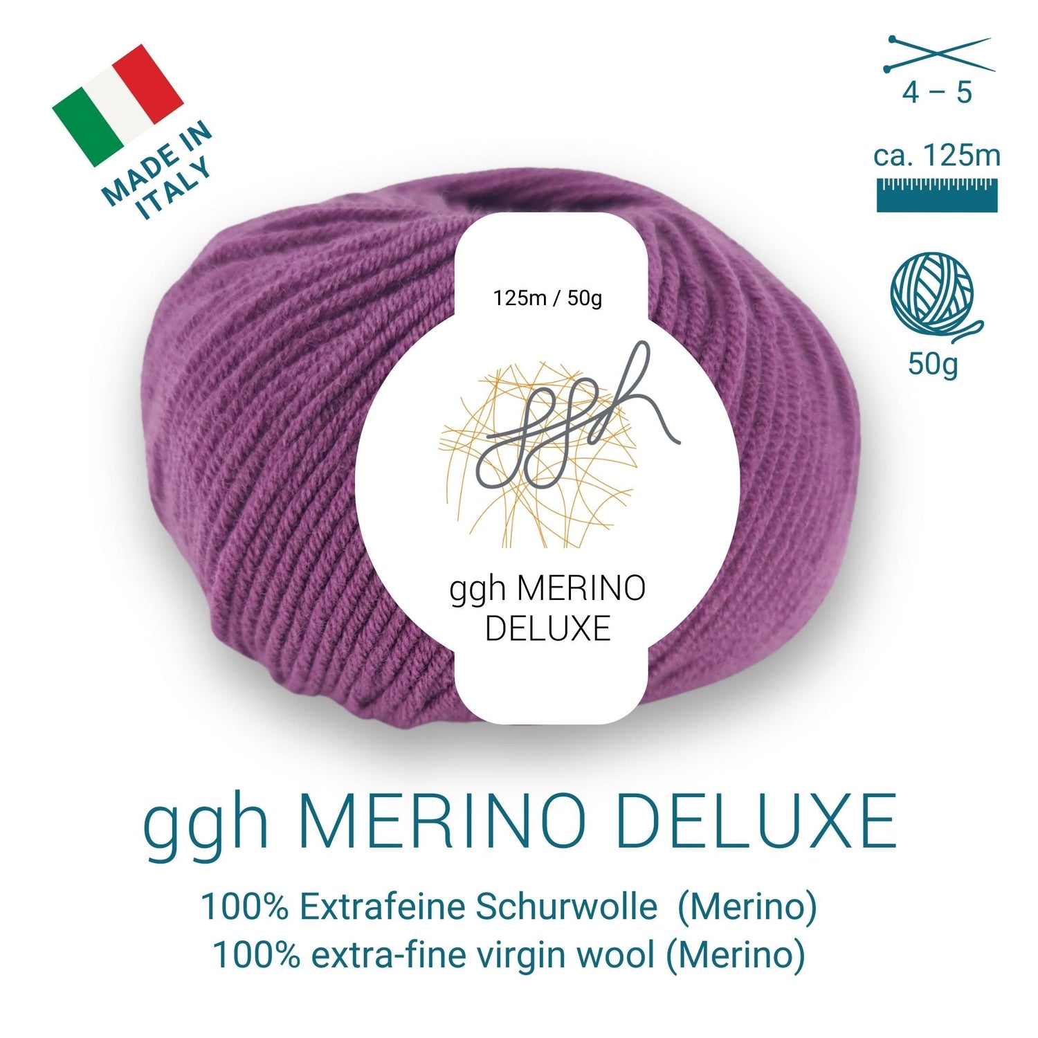 ggh Merino Deluxe - 300g Set (6x50g) - 016 - Granatrot - ggh Wolle
