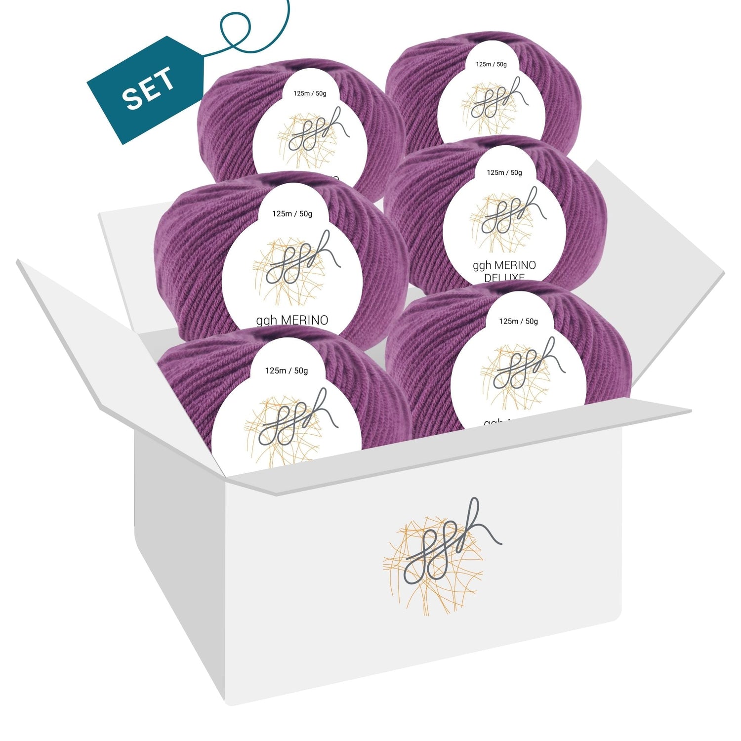 ggh Merino Deluxe - 300g Set (6x50g) - 016 - Granatrot - ggh Wolle