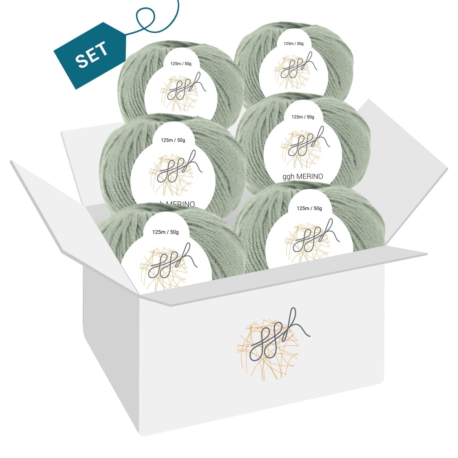 ggh Merino Deluxe - 300g Set (6x50g) - 018 - Schilfgrün - ggh Wolle