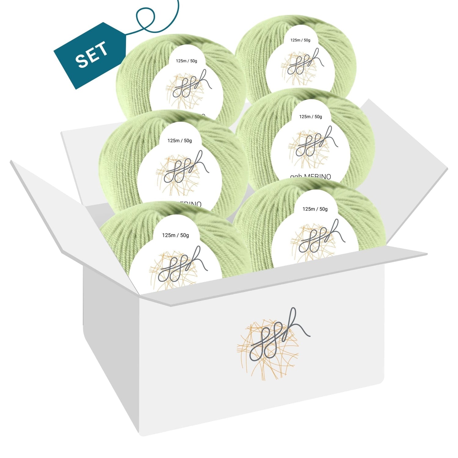 ggh Merino Deluxe - 300g Set (6x50g) - 019 - Helles Limettengrün - ggh Wolle