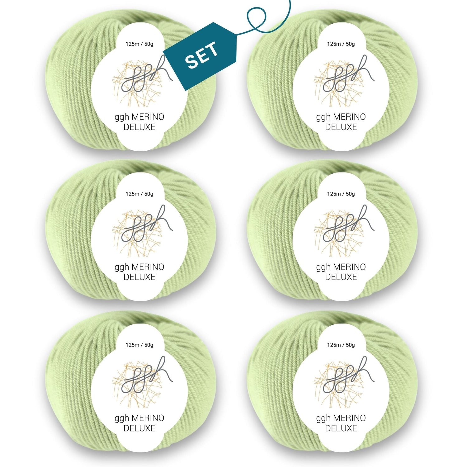 ggh Merino Deluxe - 300g Set (6x50g) - 019 - Helles Limettengrün - ggh Wolle