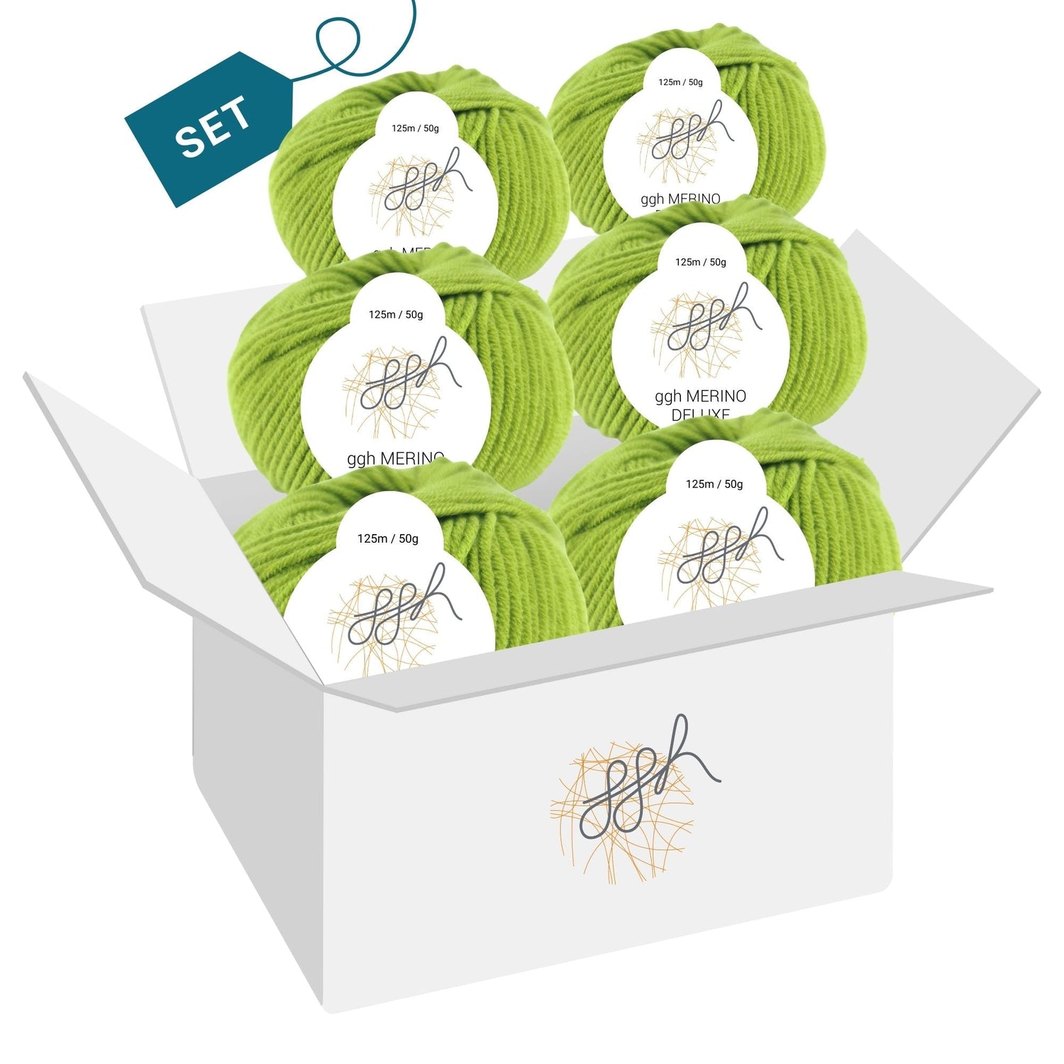 ggh Merino Deluxe - 300g Set (6x50g) - 020 - Moos - ggh Wolle