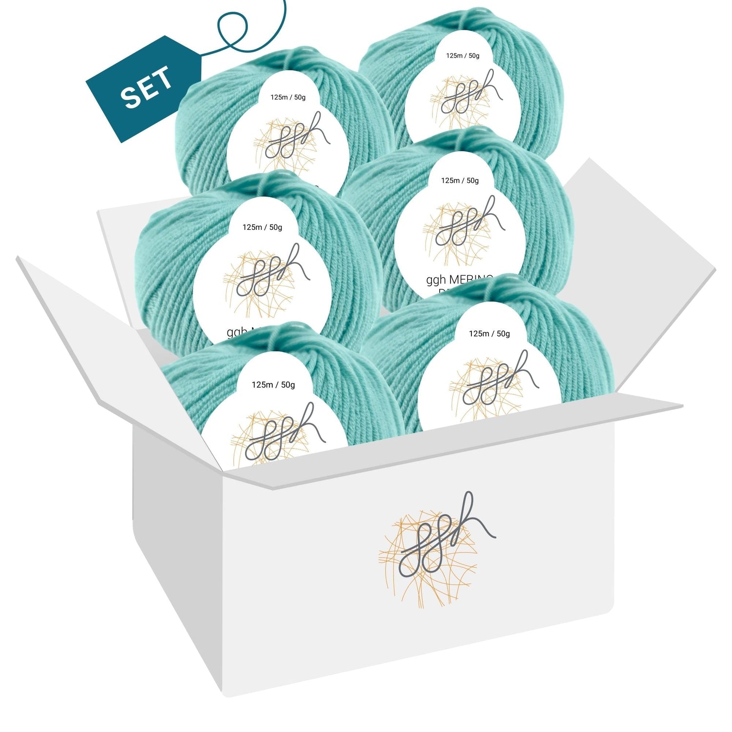 ggh Merino Deluxe - 300g Set (6x50g) - 021 - Türkis - ggh Wolle