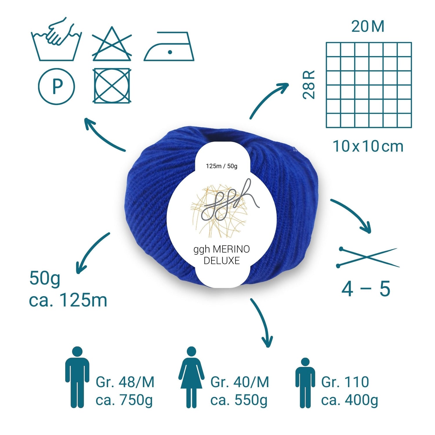 ggh Merino Deluxe - 300g Set (6x50g) - 022 - Dunkelblau - ggh Wolle