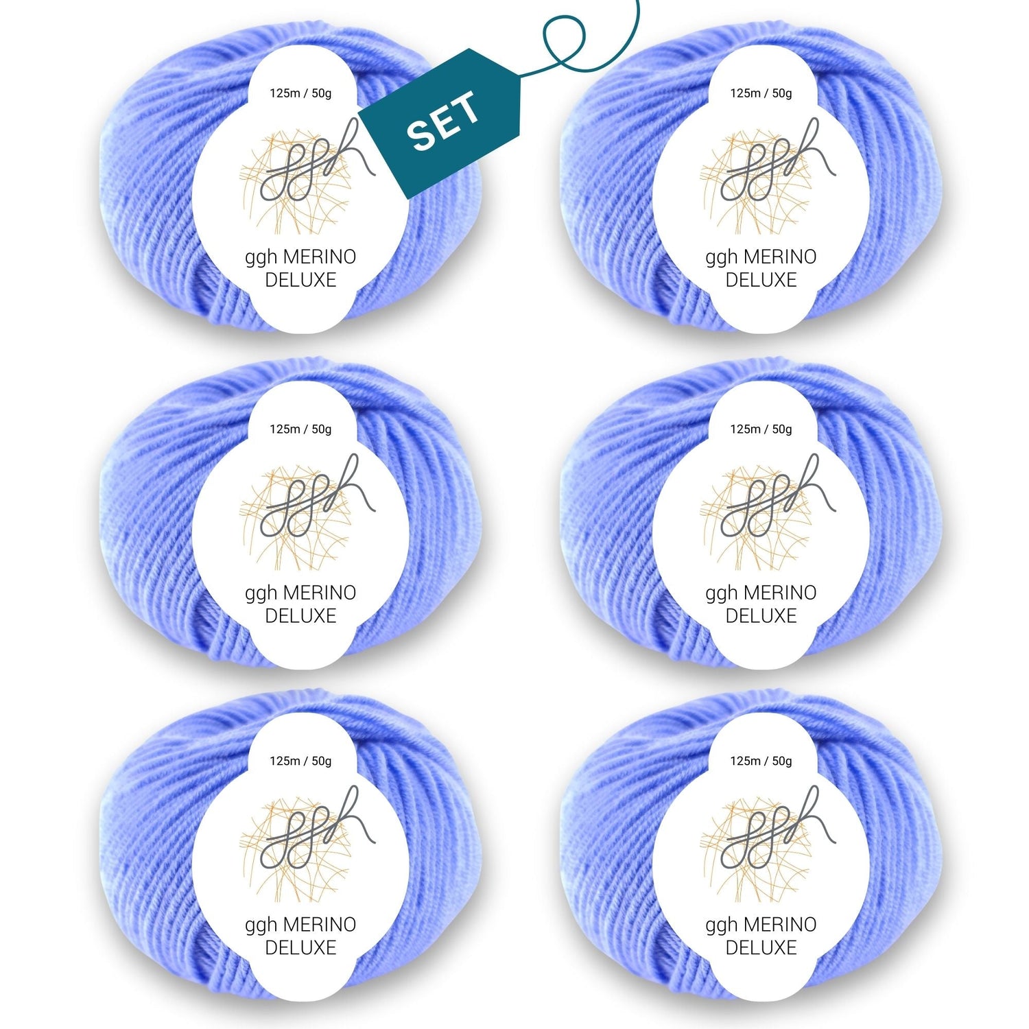 ggh Merino Deluxe - 300g Set (6x50g) - 023 - Hellblau - ggh Wolle
