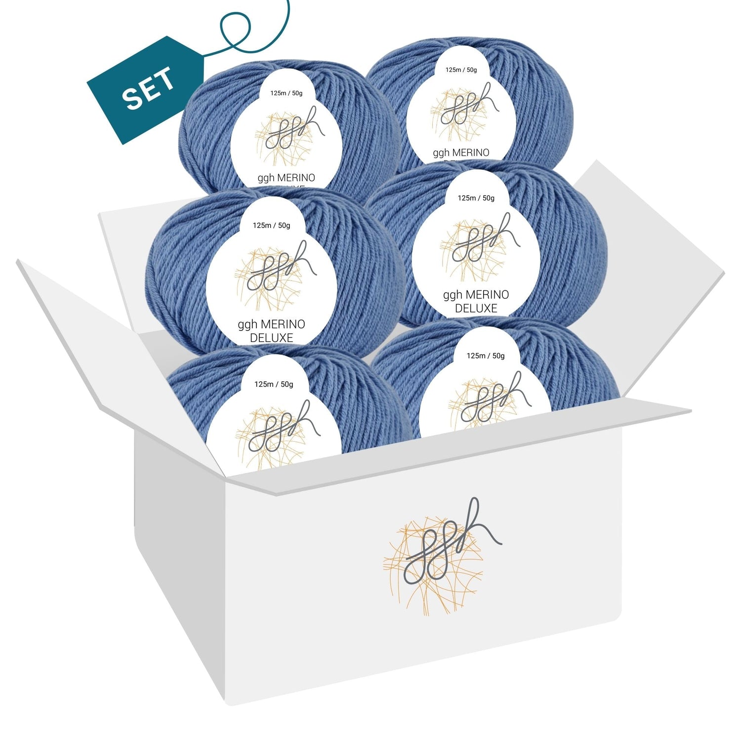 ggh Merino Deluxe - 300g Set (6x50g) - 024 - Himmelblau - ggh Wolle