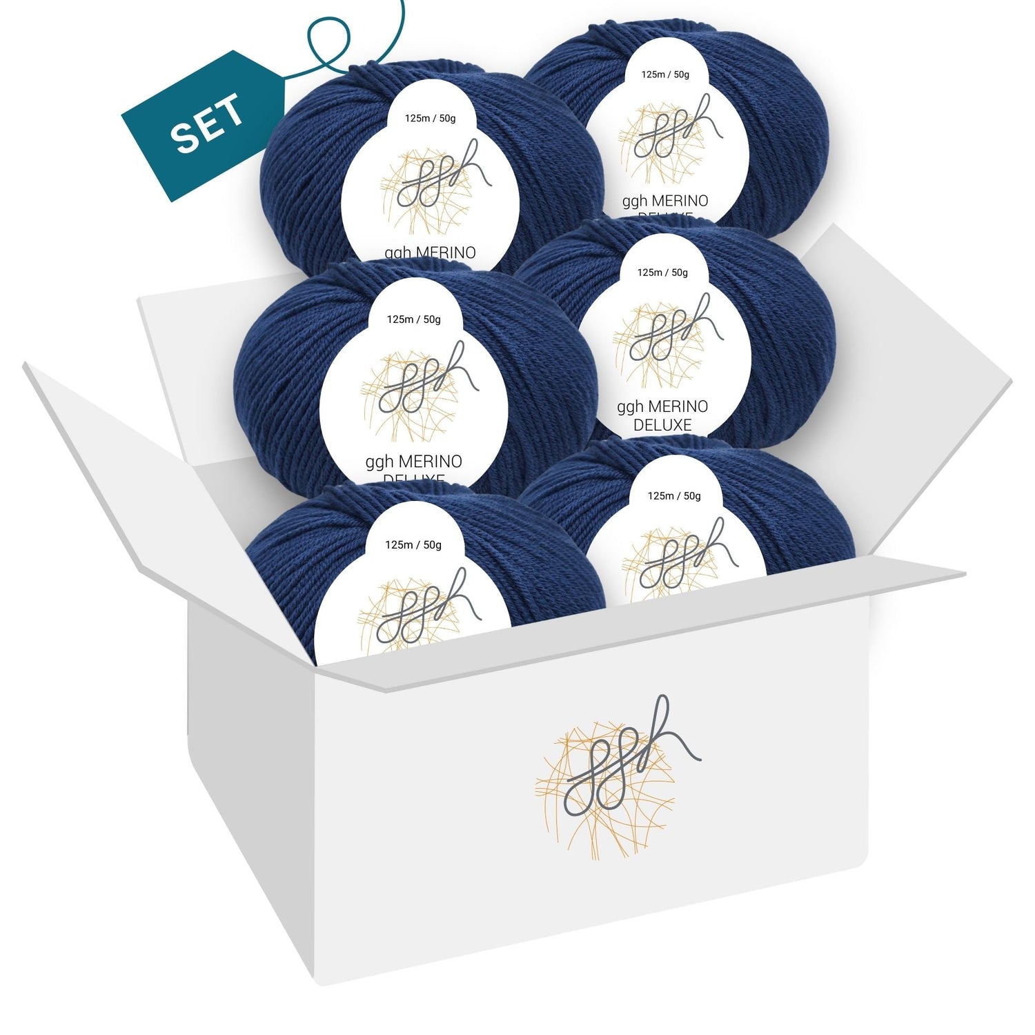ggh Merino Deluxe - 300g Set (6x50g) - 029 - Marineblau - ggh Wolle