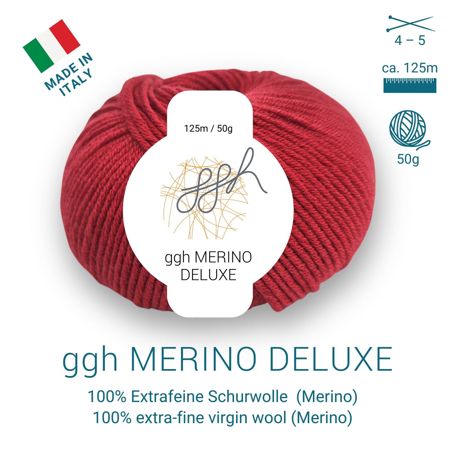 ggh Merino Deluxe - 300g Set (6x50g) - 030 - Kaminrot - ggh Wolle