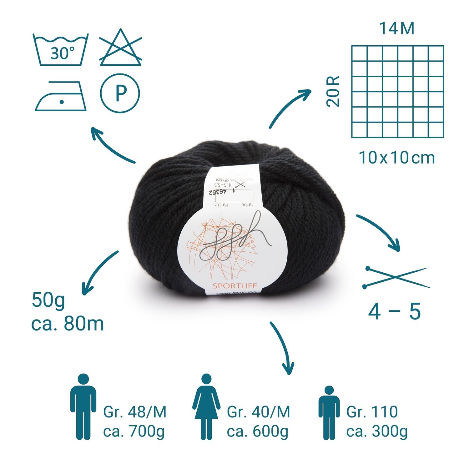 ggh Sportlife | 001 - Schwarz - ggh Wolle